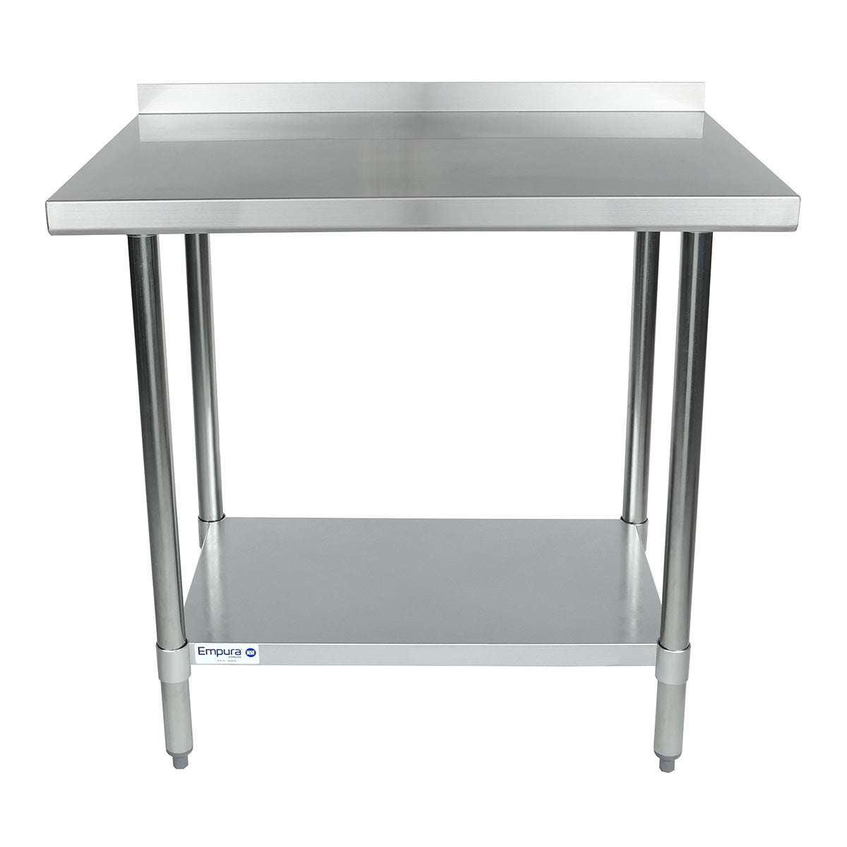 36" x 24" Economy Duty Work Table 18 Gauge 430 Stainless Steel with 2" Backsplash Galvanized Legs and Undershelf, NSF Work Table, 36" - 38", Stainless Steel Top Empura
