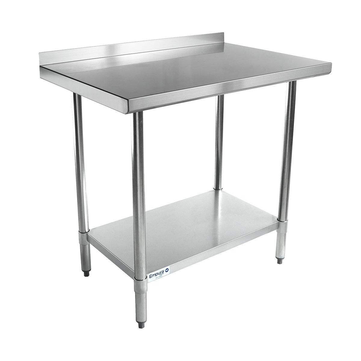 36" x 24" Economy Duty Work Table 18 Gauge 430 Stainless Steel with 2" Backsplash Galvanized Legs and Undershelf, NSF Work Table, 36" - 38", Stainless Steel Top Empura