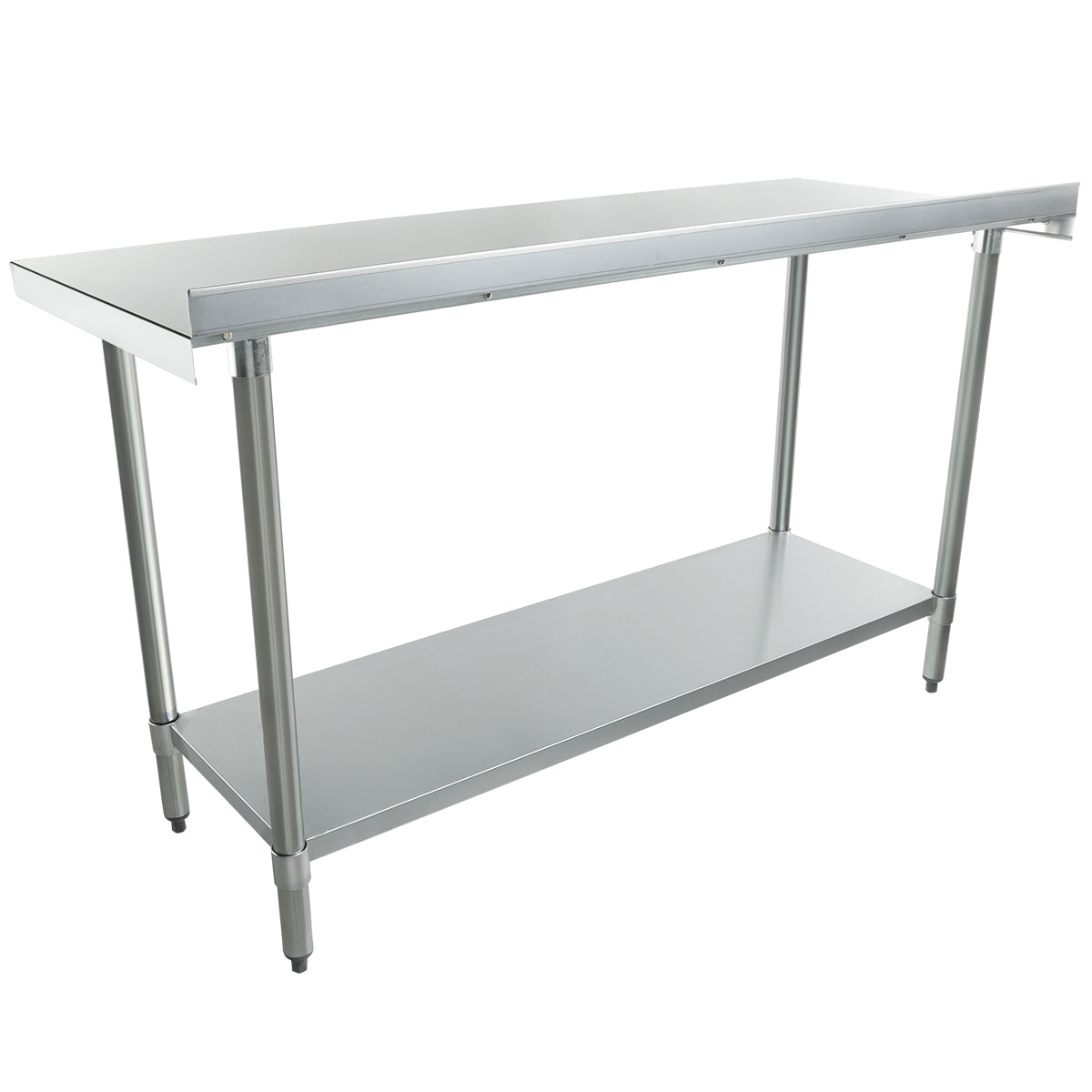 60" x 24" Economy Duty Work Table 18 Gauge 430 Stainless Steel with 2" Backsplash Galvanized Legs and Undershelf, NSF Work Table, 54" - 62", Stainless Steel Top Empura