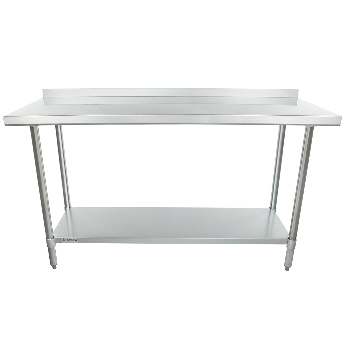 60" x 24" Economy Duty Work Table 18 Gauge 430 Stainless Steel with 2" Backsplash Galvanized Legs and Undershelf, NSF Work Table, 54" - 62", Stainless Steel Top Empura