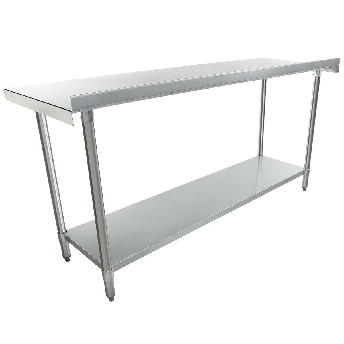 72" x 24" Economy Duty Work Table 18 Gauge 430 Stainless Steel with 2" Backsplash Galvanized Legs and Undershelf, NSF Work Table, 63" - 72", Stainless Steel Top Empura