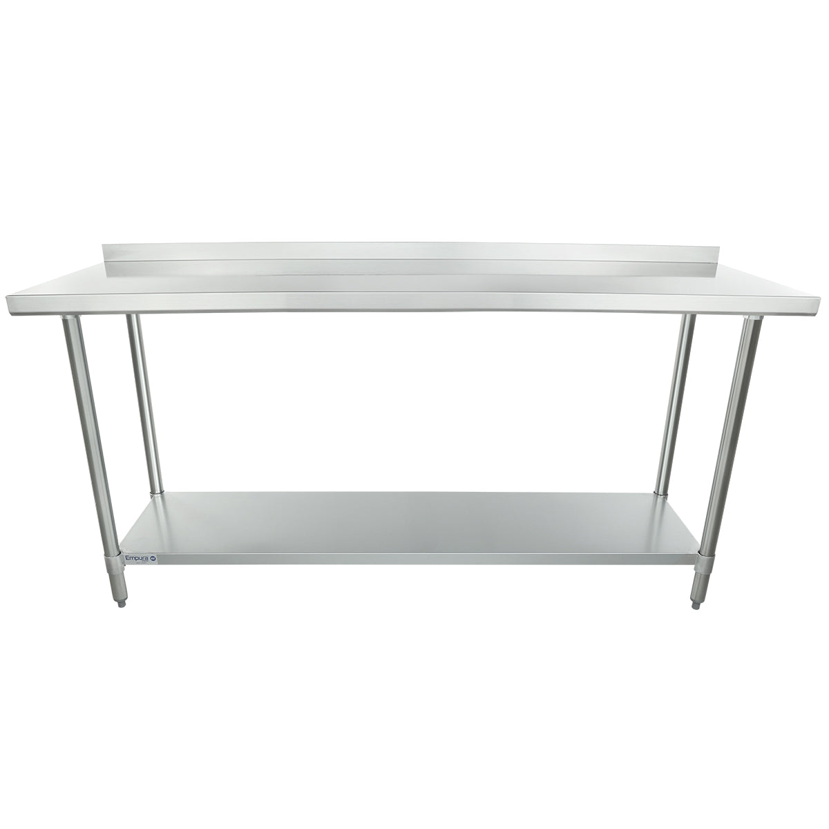 72" x 24" Economy Duty Work Table 18 Gauge 430 Stainless Steel with 2" Backsplash Galvanized Legs and Undershelf, NSF Work Table, 63" - 72", Stainless Steel Top Empura