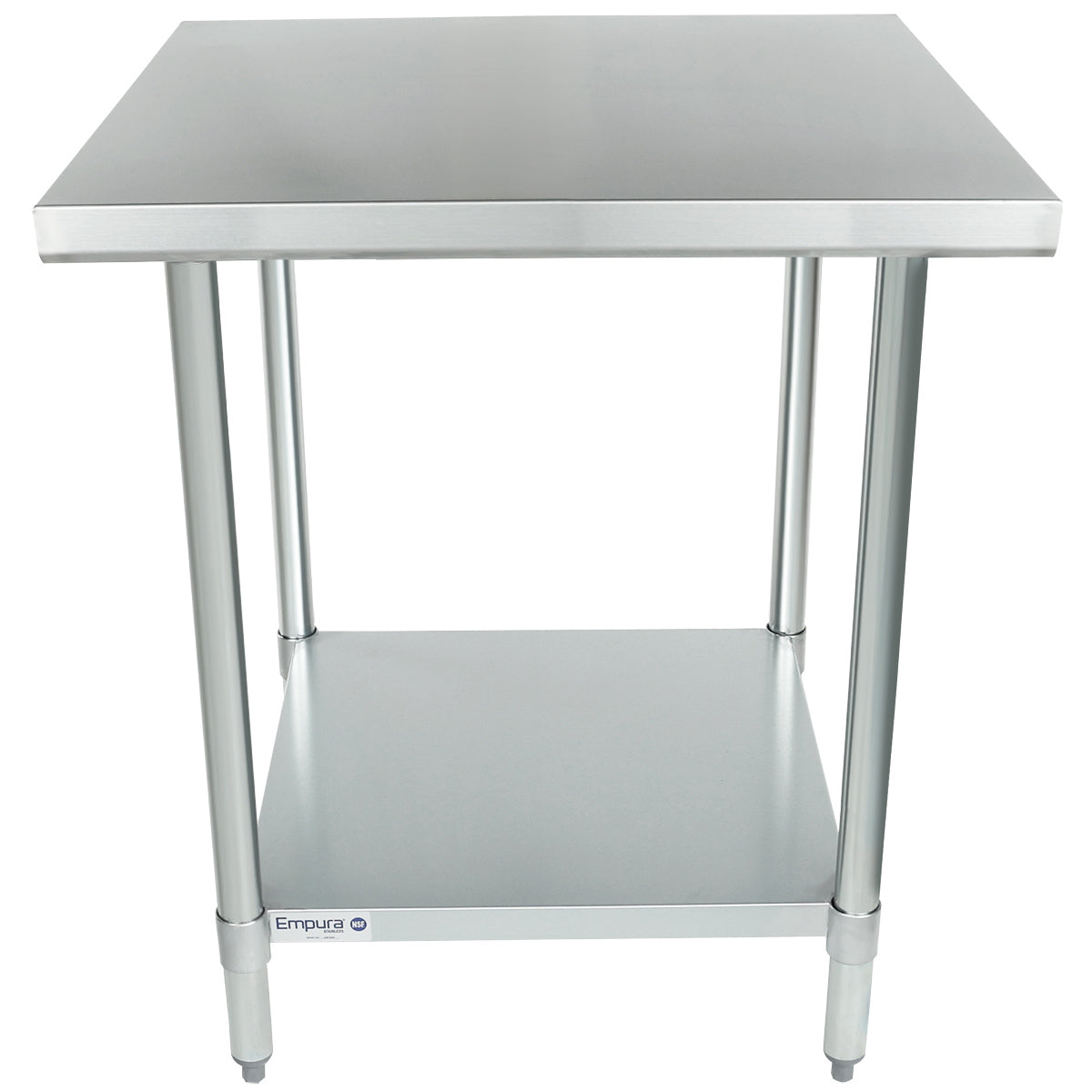 30" x 30" Economy Duty Work Table 18 Gauge 430 Stainless Steel with Galvanized Legs and Undershelf, NSF Work Table, 30" - 35", Stainless Steel Top Empura