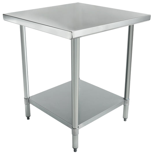 Empura 36" x 30" 18-Gauge 430 Stainless Steel Commercial Work Table with Flat Top Galvanized Legs and Undershelf