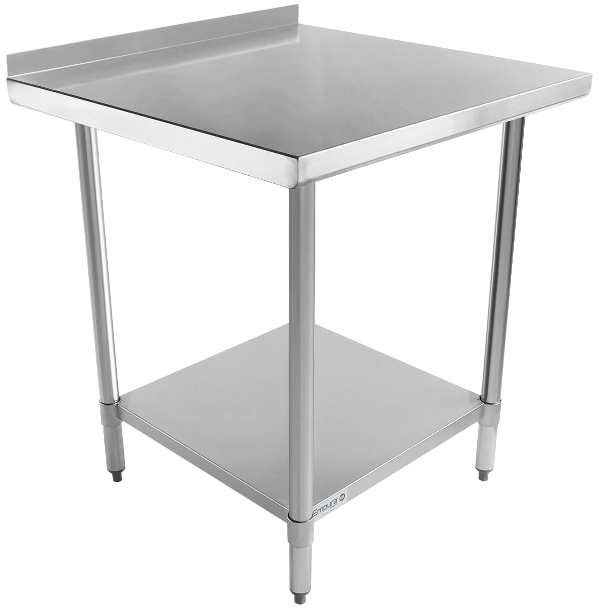 30" x 30" Economy Duty Work Table 18 Gauge 430 Stainless Steel with 2" Backsplash and Galvanized Undershelf, NSF Work Table, 30" - 35", Stainless Steel Top Empura
