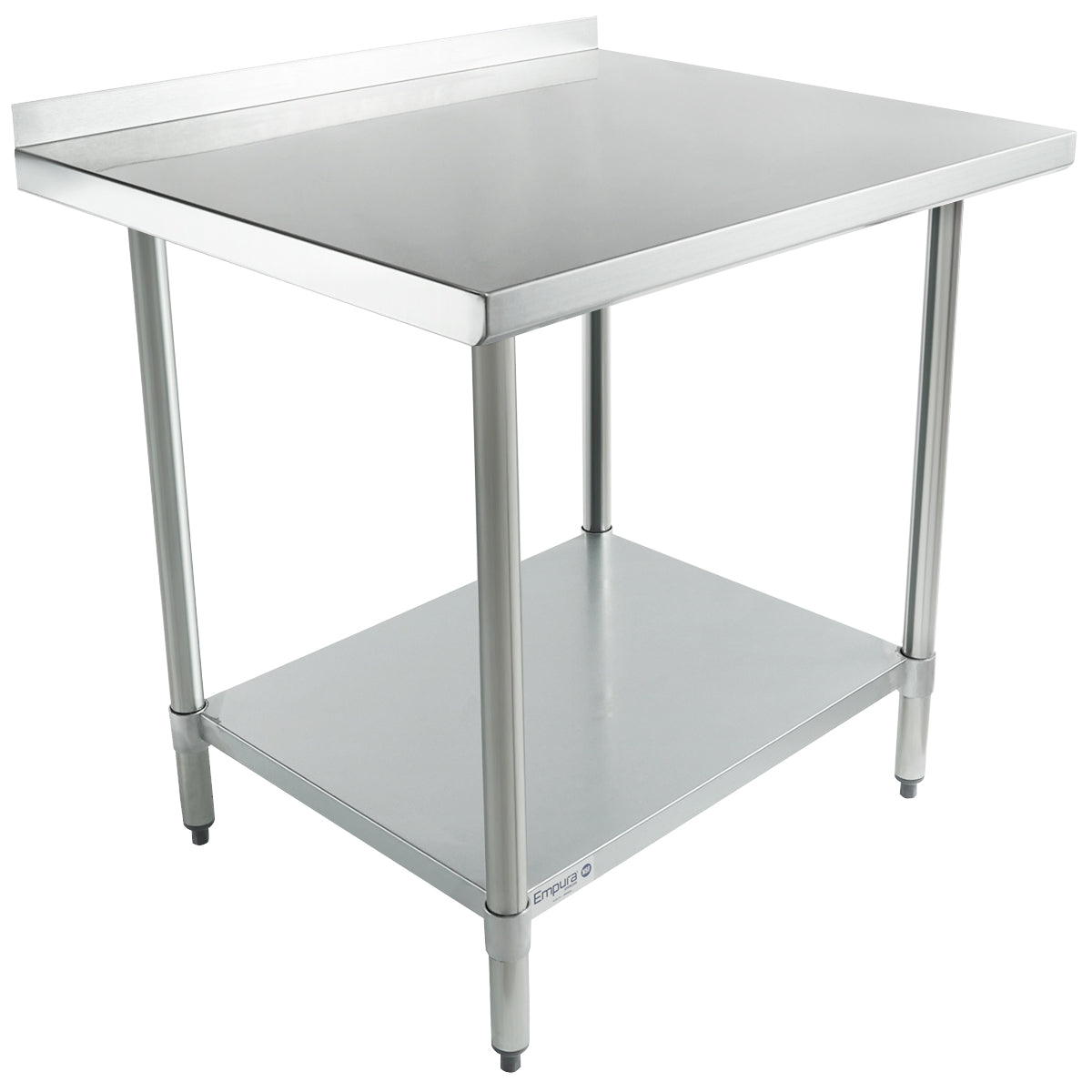 36" x 30" Economy Duty Work Table 18 Gauge 430 Stainless Steel with 2" Backsplash and Galvanized Undershelf, NSF Work Table, 36" - 38", Stainless Steel Top Empura