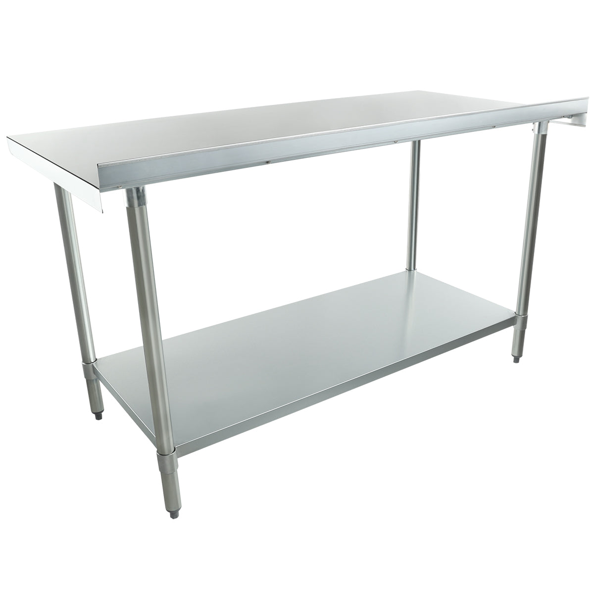 60" x 30" Economy Duty Work Table 18 Gauge 430 Stainless Steel with 2" Backsplash and Galvanized Undershelf, NSF Work Table, 54" - 62", Stainless Steel Top Empura