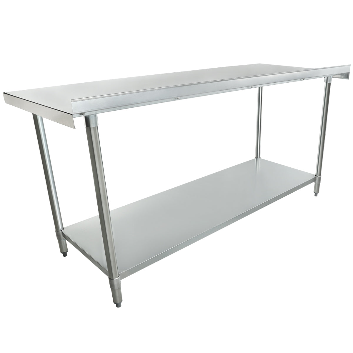 72" x 30" Economy Duty Work Table 18 Gauge 430 Stainless Steel with 2" Backsplash and Galvanized Undershelf, NSF Work Table, 63" - 72", Stainless Steel Top Empura