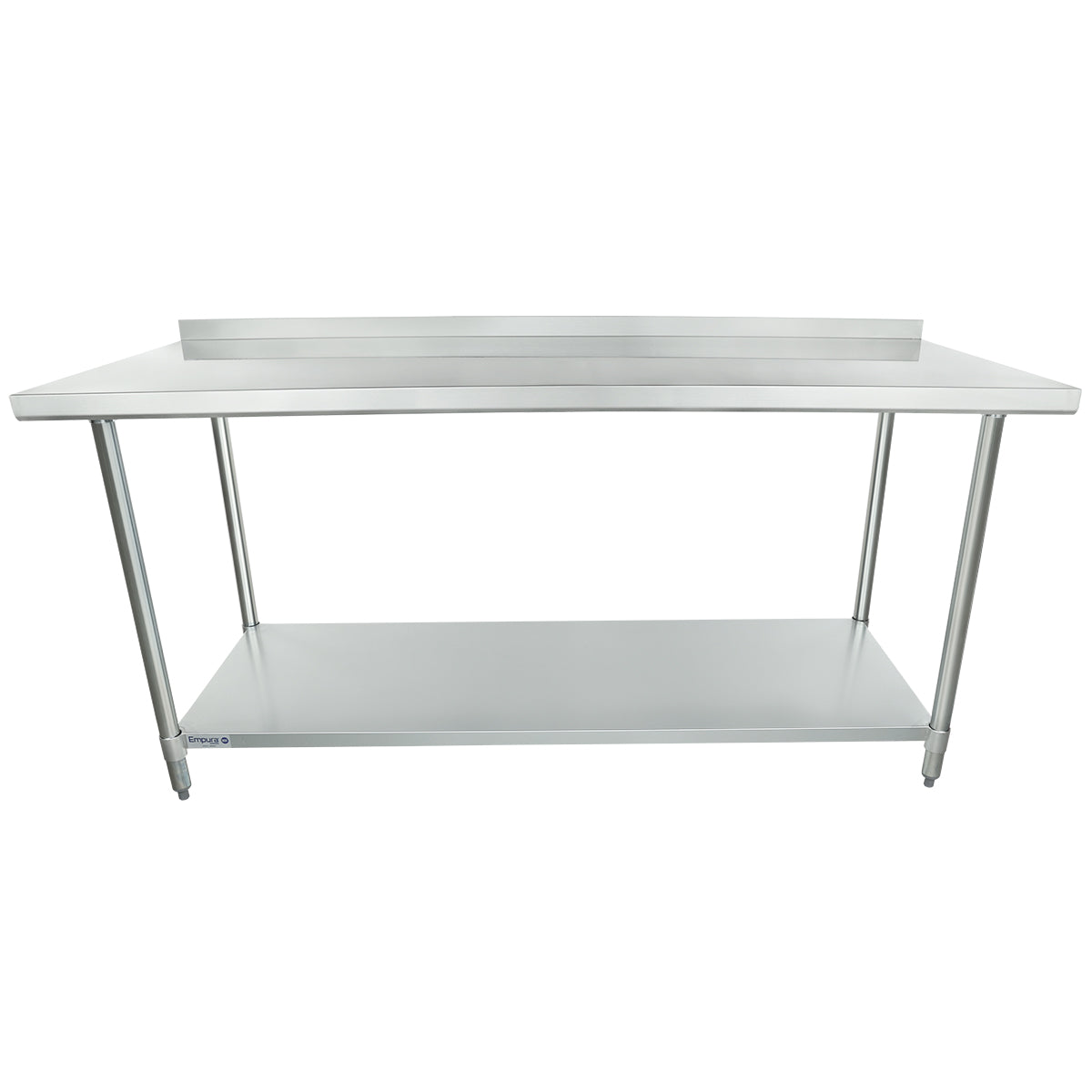 72" x 30" Economy Duty Work Table 18 Gauge 430 Stainless Steel with 2" Backsplash and Galvanized Undershelf, NSF Work Table, 63" - 72", Stainless Steel Top Empura