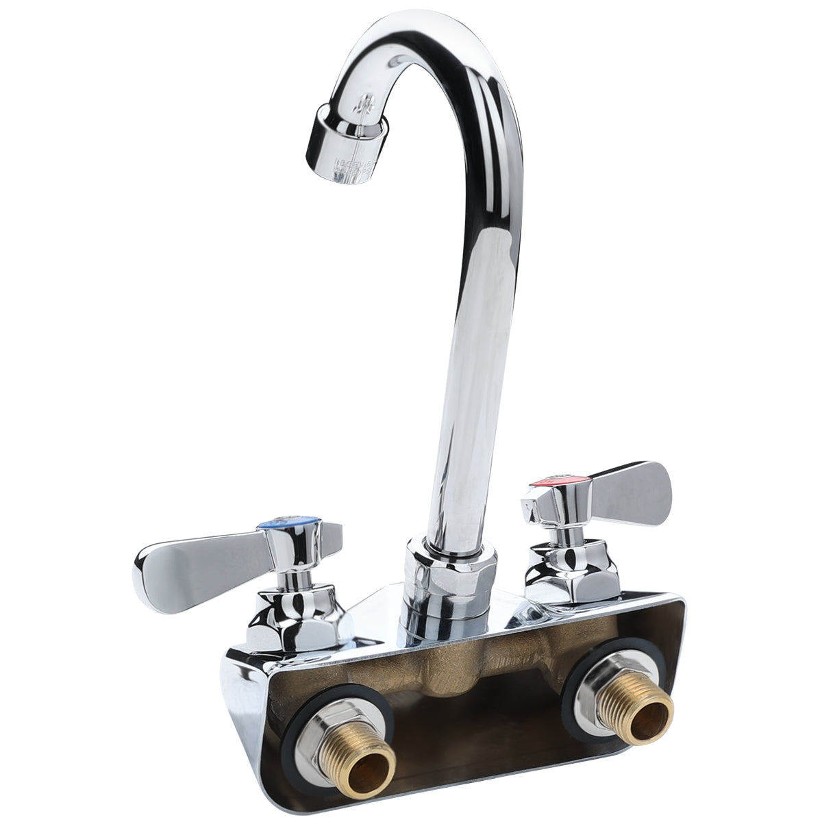 Wall Mount Commercial Faucet with 3 1/2" x 8 1/2" Swivel Gooseneck Spout and 4" Centers, NSF Faucet, Wall / Splash Mount Empura