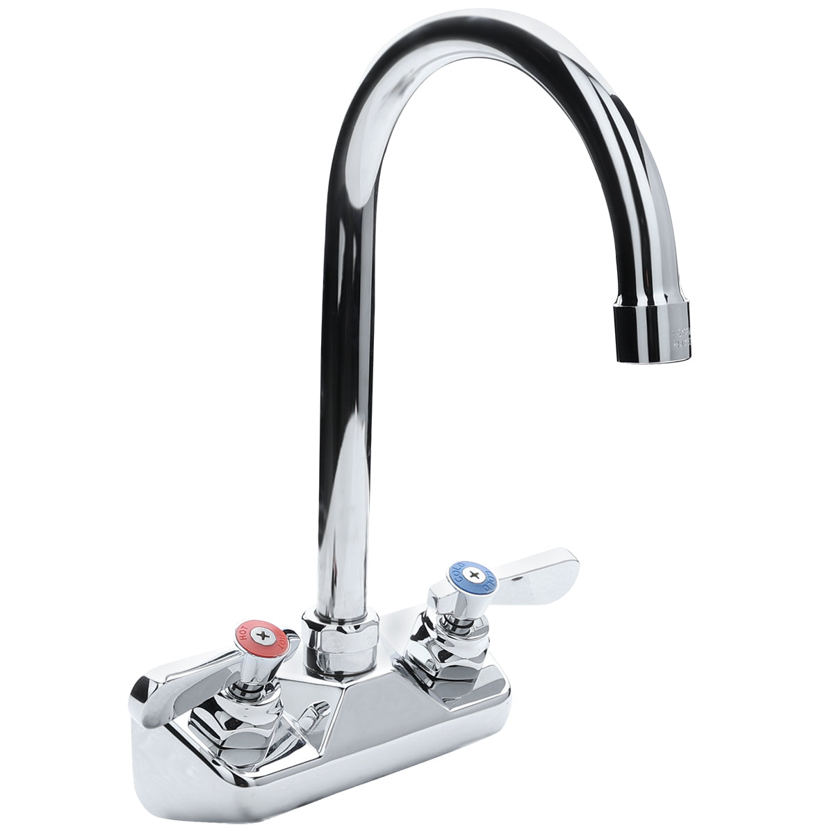 Wall Mount Commercial Faucet with 6" x 9 1/2" Swivel Gooseneck Spout and 4" Centers, NSF Faucet, Wall / Splash Mount Empura