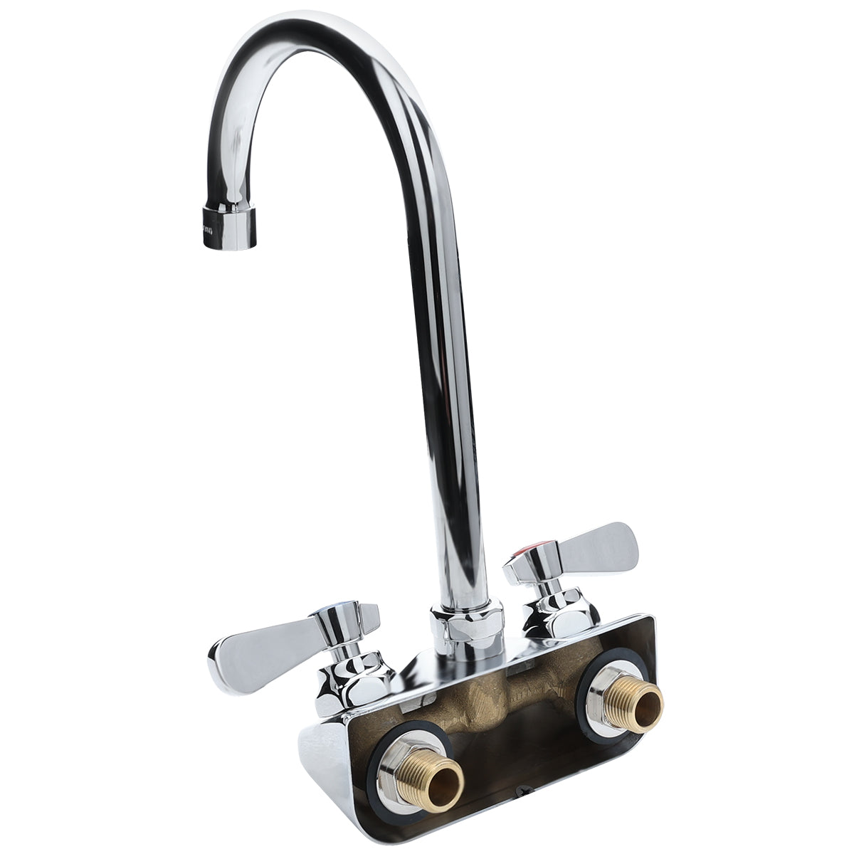 Wall Mount Commercial Faucet with 6" x 9 1/2" Swivel Gooseneck Spout and 4" Centers, NSF Faucet, Wall / Splash Mount Empura