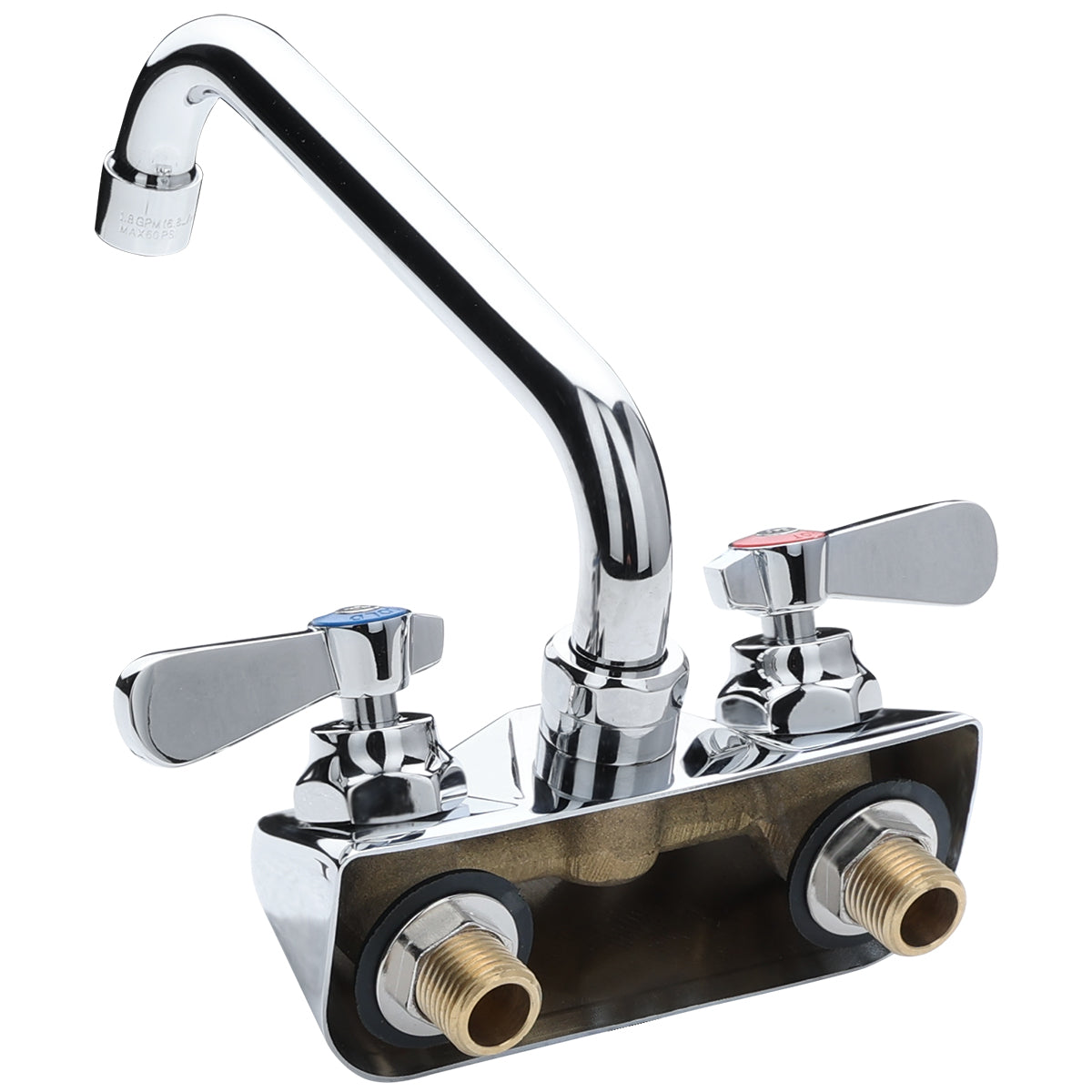 Wall Mount Commercial Faucet with 8" x 5 3/16" Swing Spout and 4" Centers, NSF Faucet, Wall / Splash Mount Empura