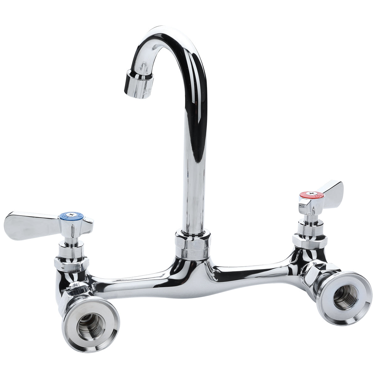 Wall Mount Commercial Faucet with 3 1/2" x 8 1/8" Swivel Gooseneck Spout and 8" Centers, NSF Faucet, Wall / Splash Mount Empura