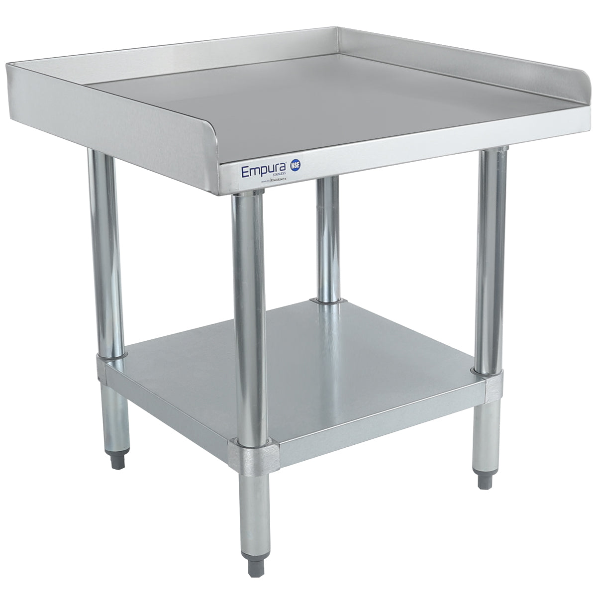 24" x 24" 16 Gauge Stainless Steel Equipment Stand with Galvanized Undershelf, NSF Equipment Stand Empura