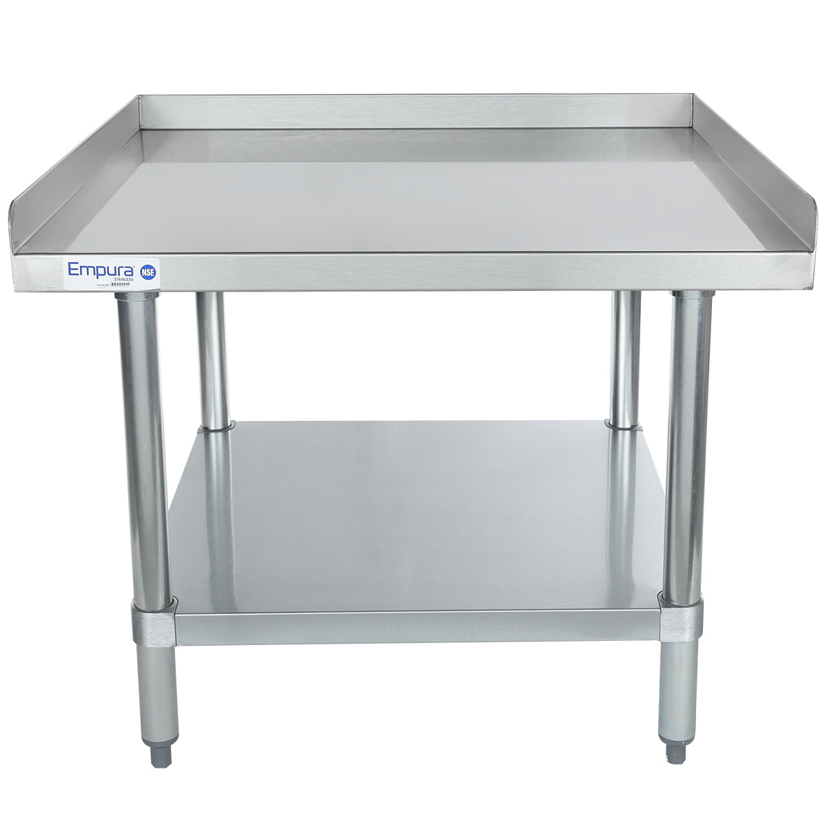 30" x 30" 16 Gauge Stainless Steel Equipment Stand with Galvanized Undershelf, NSF Equipment Stand Empura