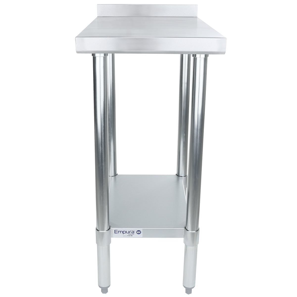 15" x 24" Filler Table 18 Gauge 430 Stainless Steel with Backsplash and Galvanized Undershelf, NSF Work Table, 12" - 21", Stainless Steel Top Empura