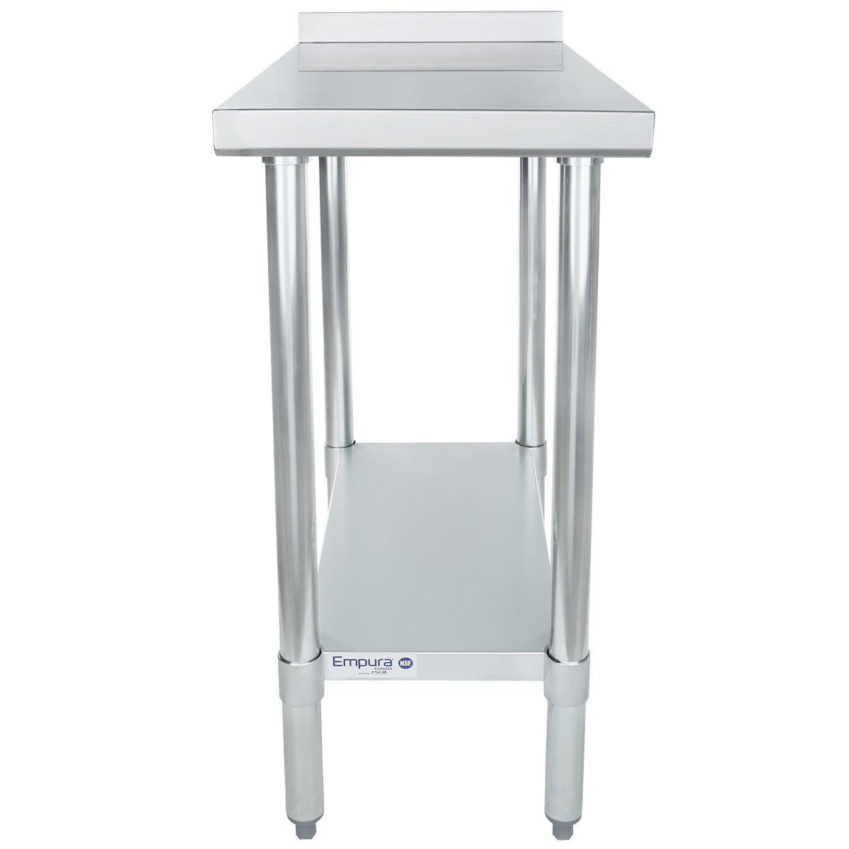 15" x 30" Filler Table 18 Gauge 430 Stainless Steel with Backsplash and Galvanized Undershelf, NSF Work Table, 12" - 21", Stainless Steel Top Empura