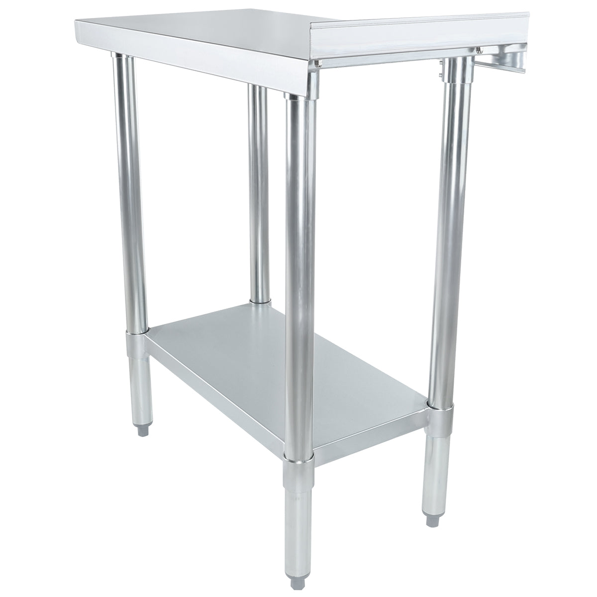 15" x 30" Filler Table 18 Gauge 430 Stainless Steel with Backsplash and Galvanized Undershelf, NSF Work Table, 12" - 21", Stainless Steel Top Empura