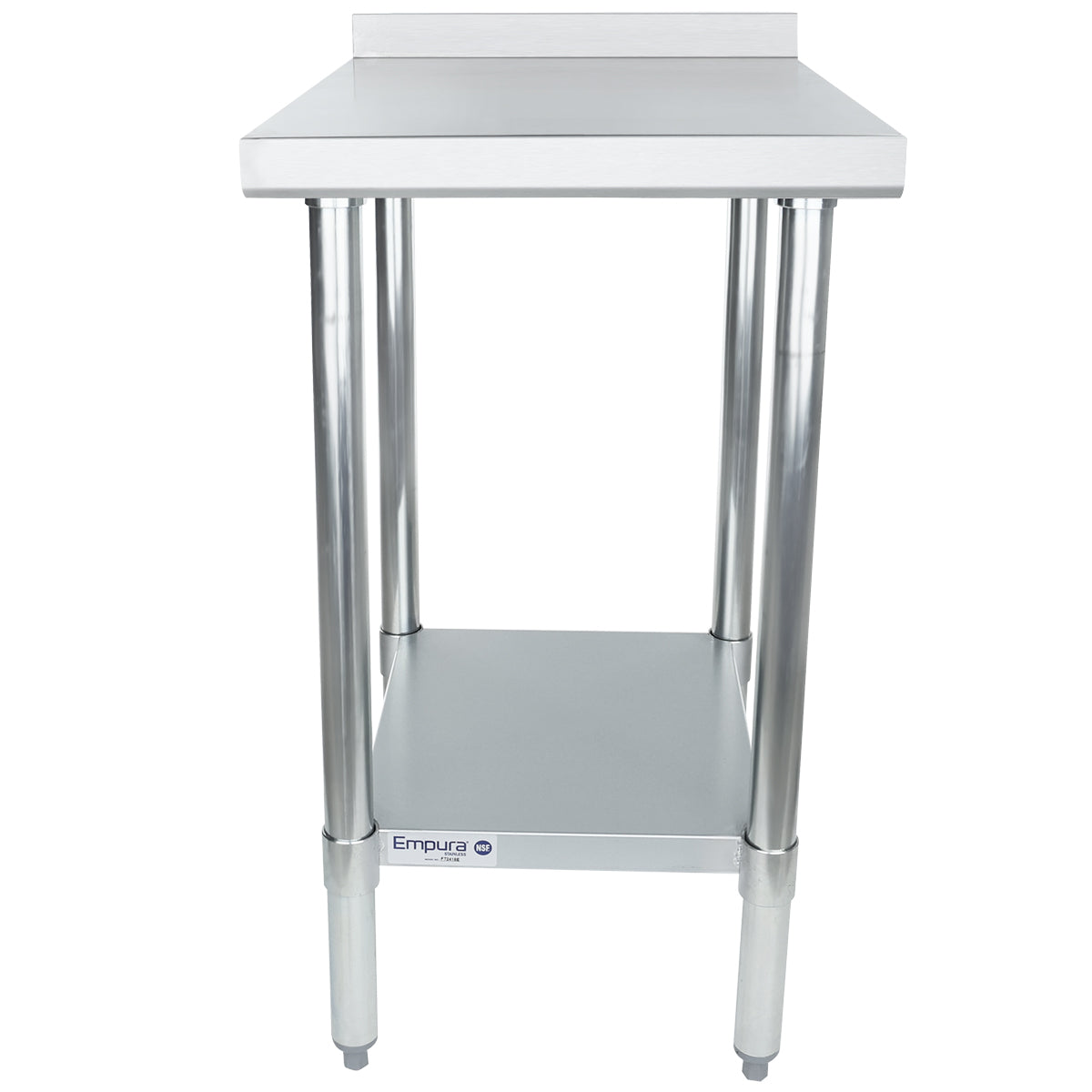 18" x 24" Filler Table 18 Gauge 430 Stainless Steel with Backsplash and Galvanized Undershelf, NSF Work Table, 12" - 21", Stainless Steel Top Empura