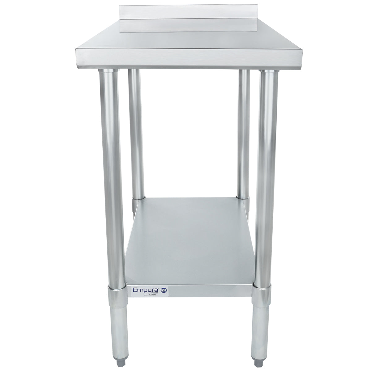 18" x 30" Filler Table 18 Gauge 430 Stainless Steel with Backsplash and Galvanized Undershelf, NSF Work Table, 12" - 21", Stainless Steel Top Empura
