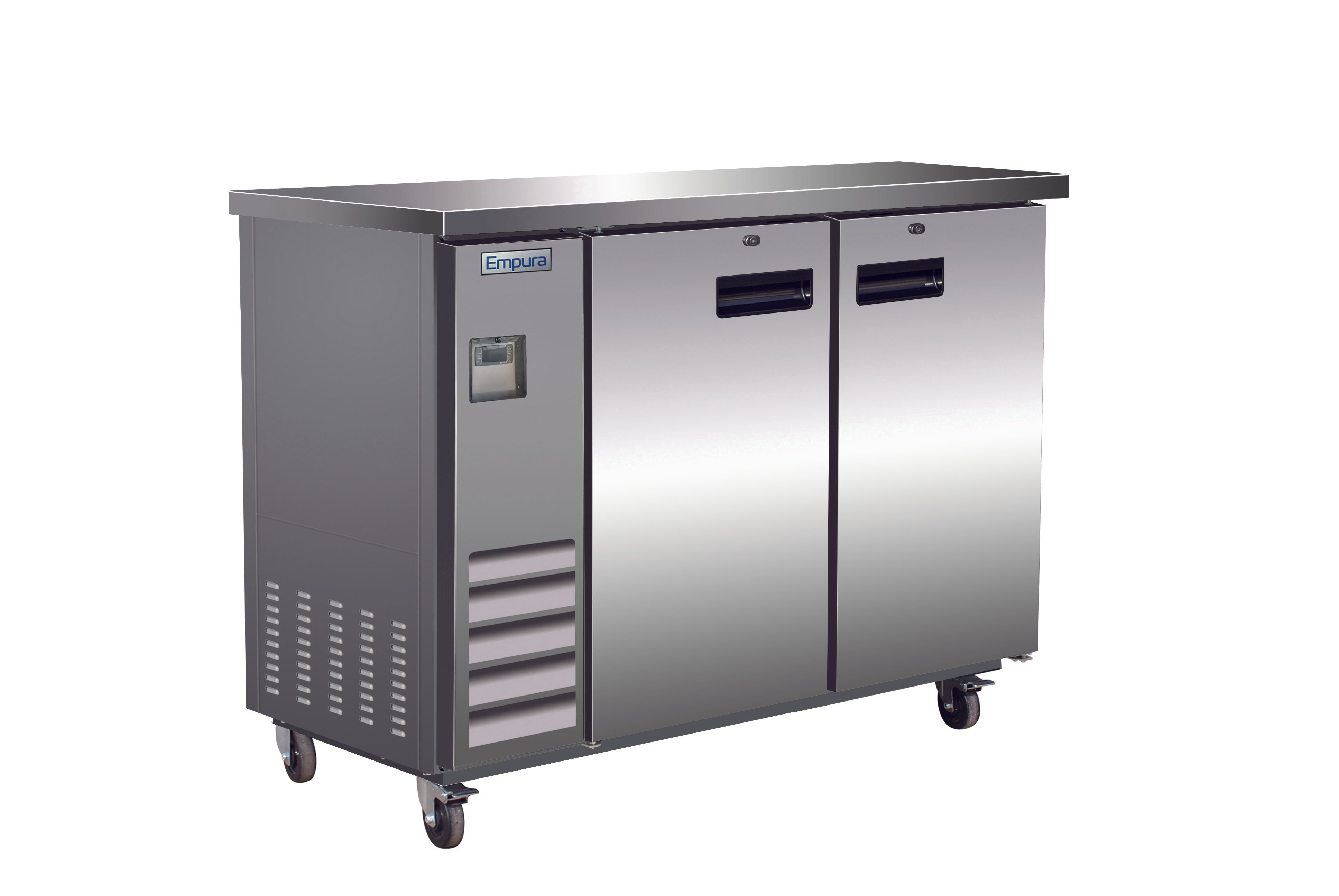 49" x 24" Swing Solid Door Stainless Steel Commercial Back Bar Refrigerator Back Bar Cabinet, Refrigerated Empura