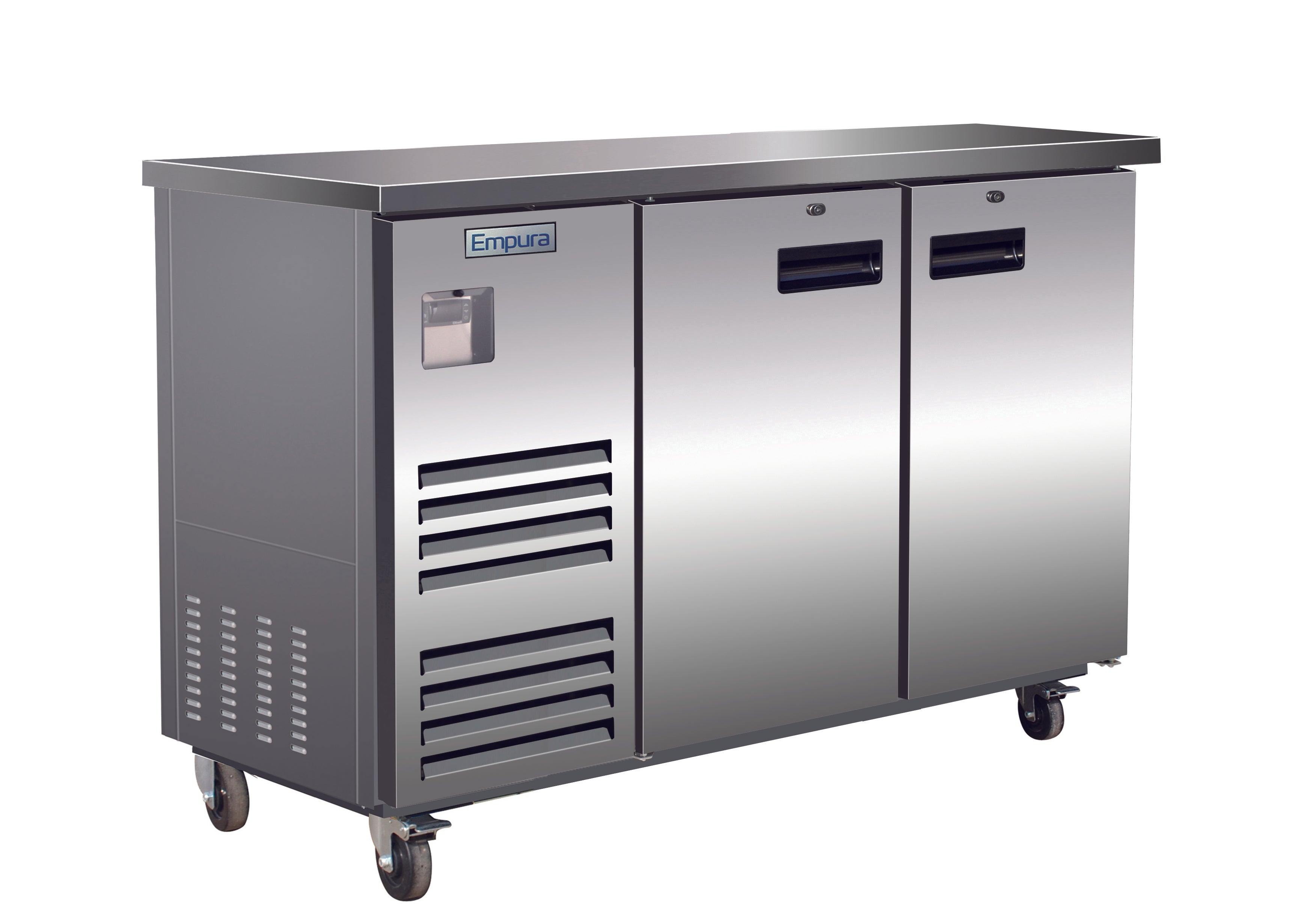 59" x 28" Swing Solid Door Stainless Steel Commercial Back Bar Refrigerator Back Bar Cabinet, Refrigerated Empura