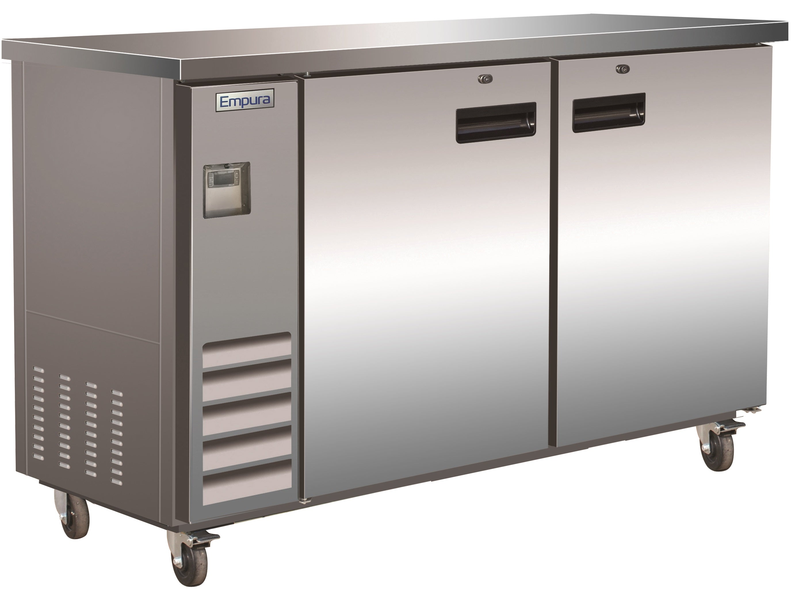 61" x 24" Swing Solid Door Stainless Steel Commercial Back Bar Refrigerator Back Bar Cabinet, Refrigerated Empura