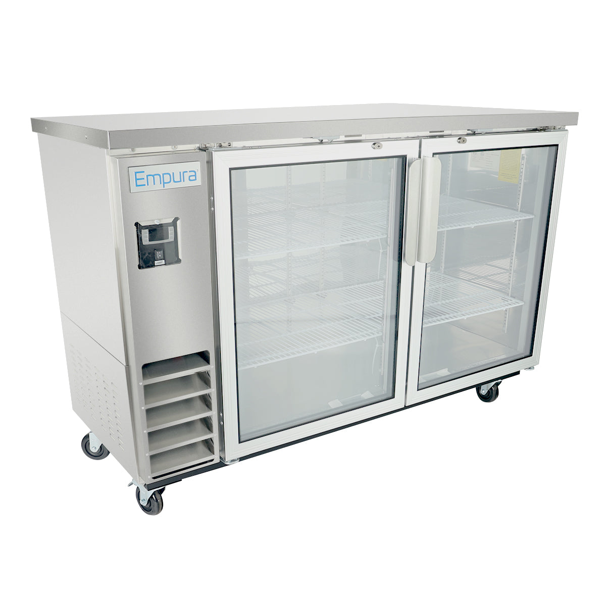 61" x 24" Swing Glass Door Stainless Steel Commercial Back Bar Refrigerator