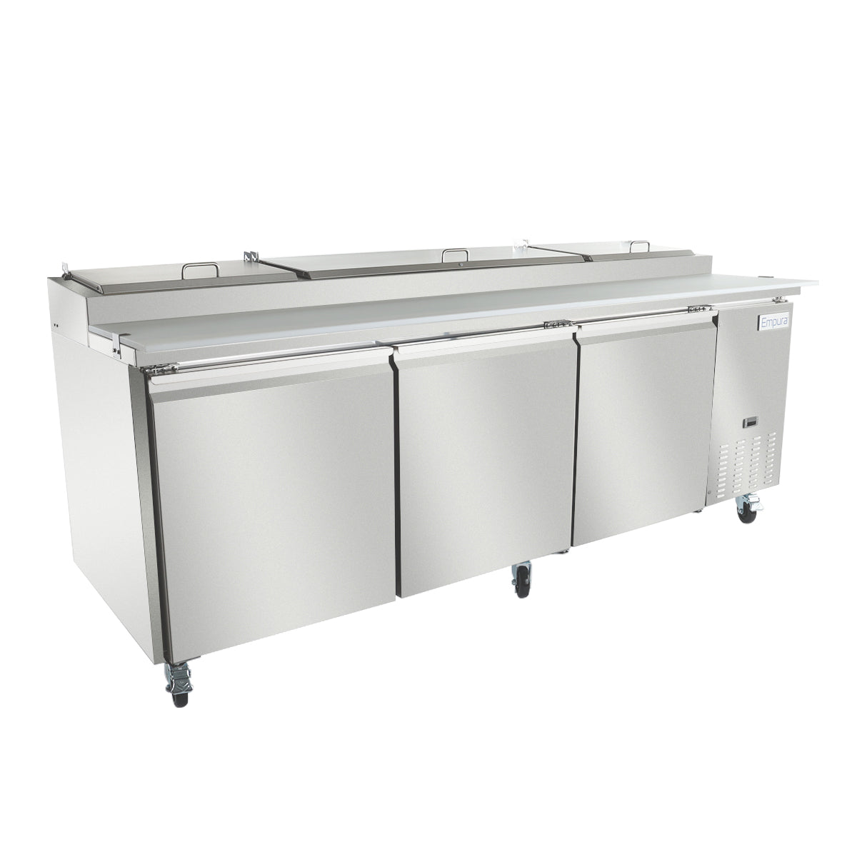94" 3 Door Commercial Refrigerated Stainless Steel Pizza Prep Table