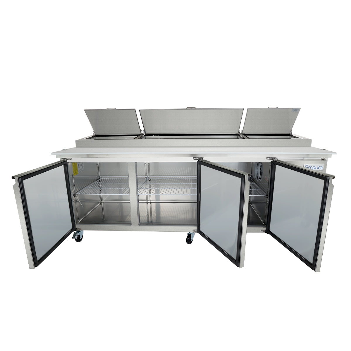 94" 3 Door Commercial Refrigerated Stainless Steel Pizza Prep Table