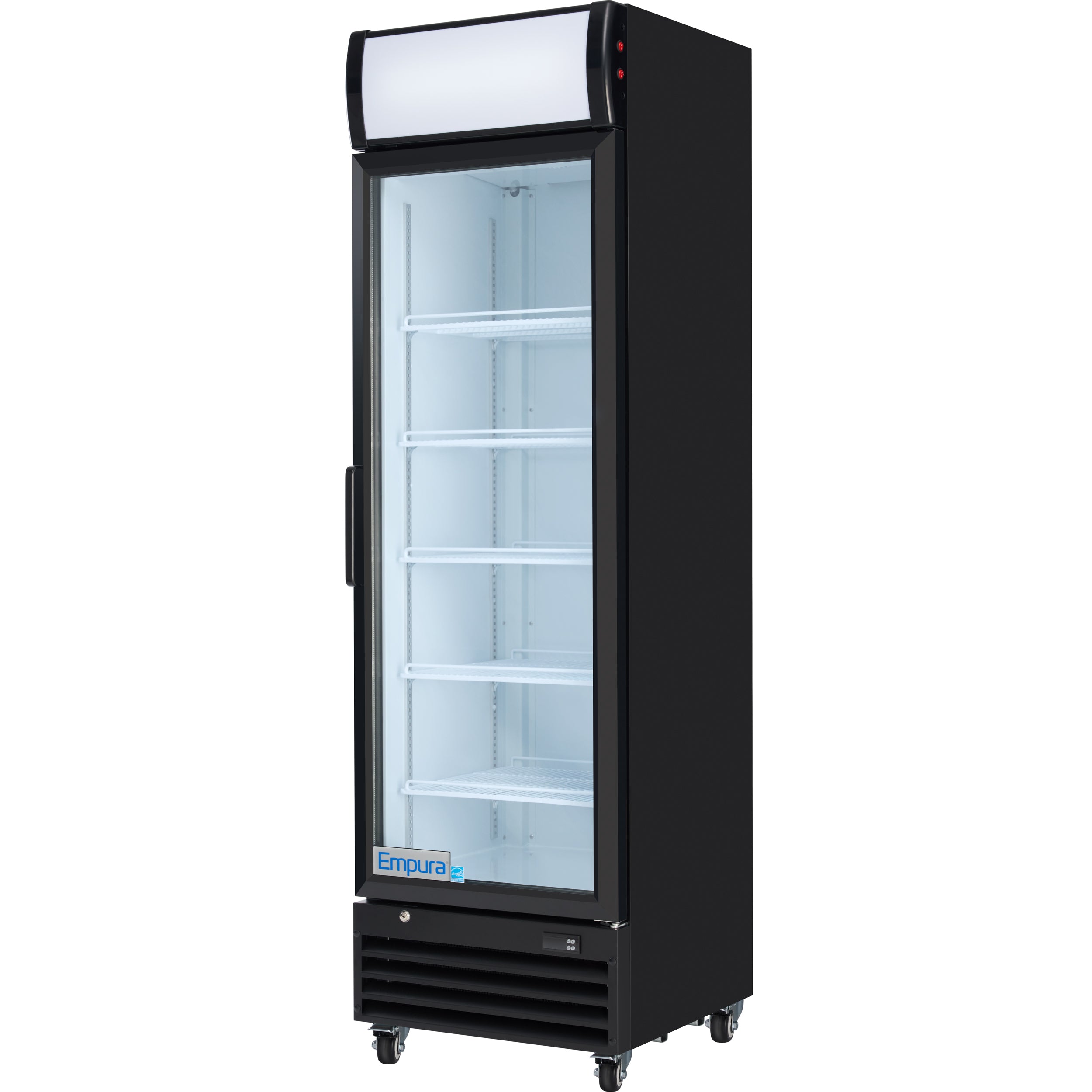 23" Black Swing Commercial Glass Door Merchandiser Refrigerator - 12 cu ft
