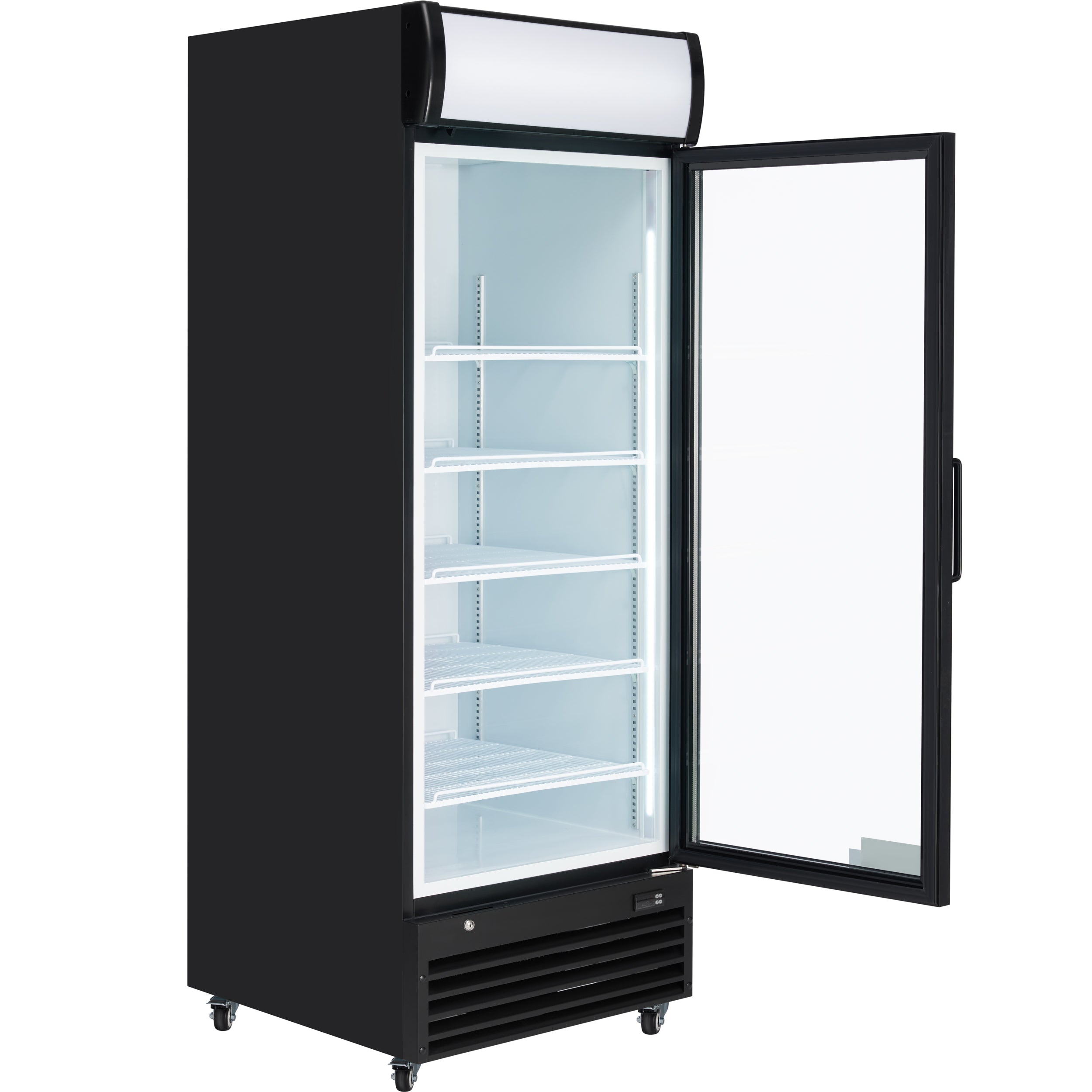 28" Black Swing Commercial Glass Door Merchandiser Refrigerator - 21 cu ft