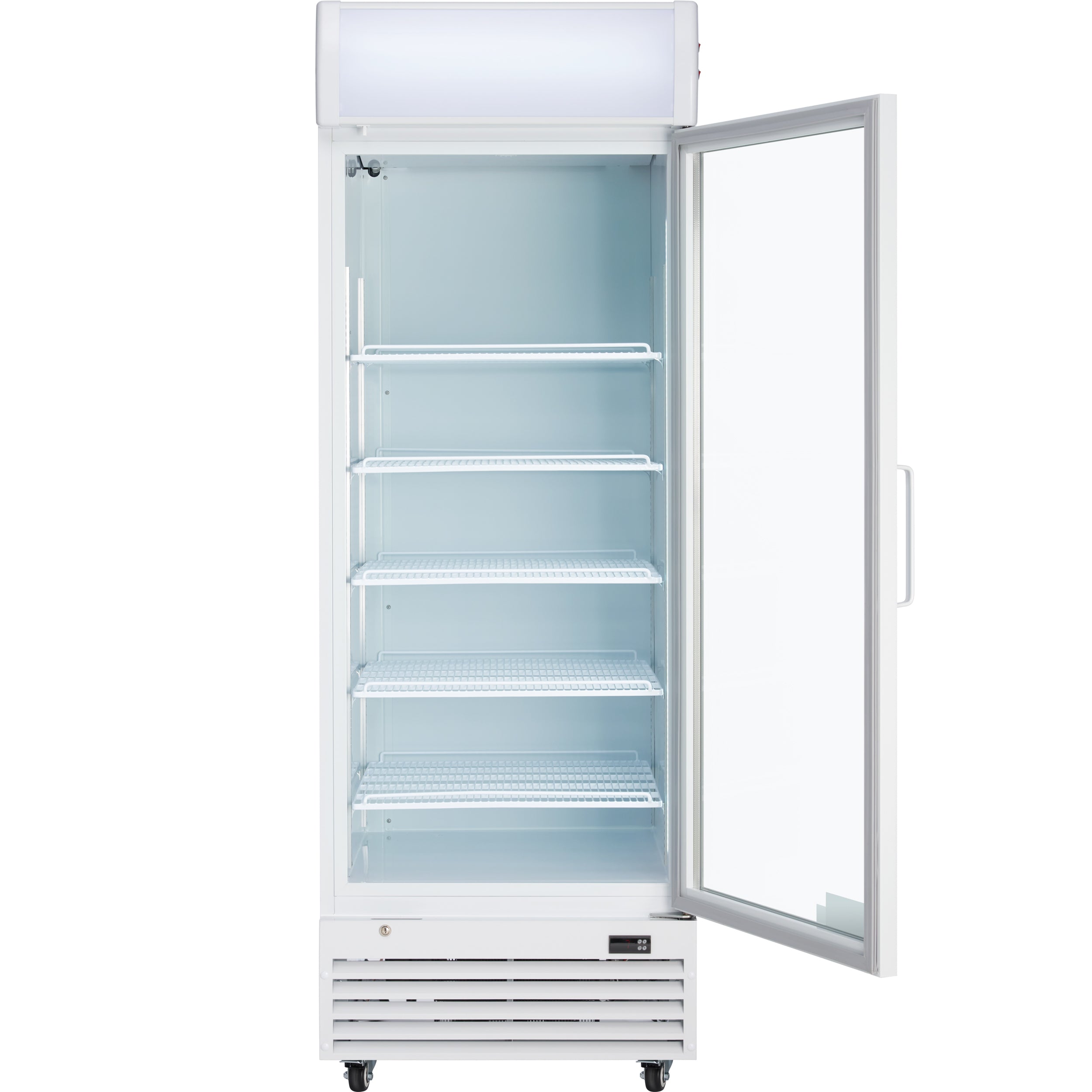 28" White Swing Commercial Glass Door Merchandiser Refrigerator - 21 cu ft