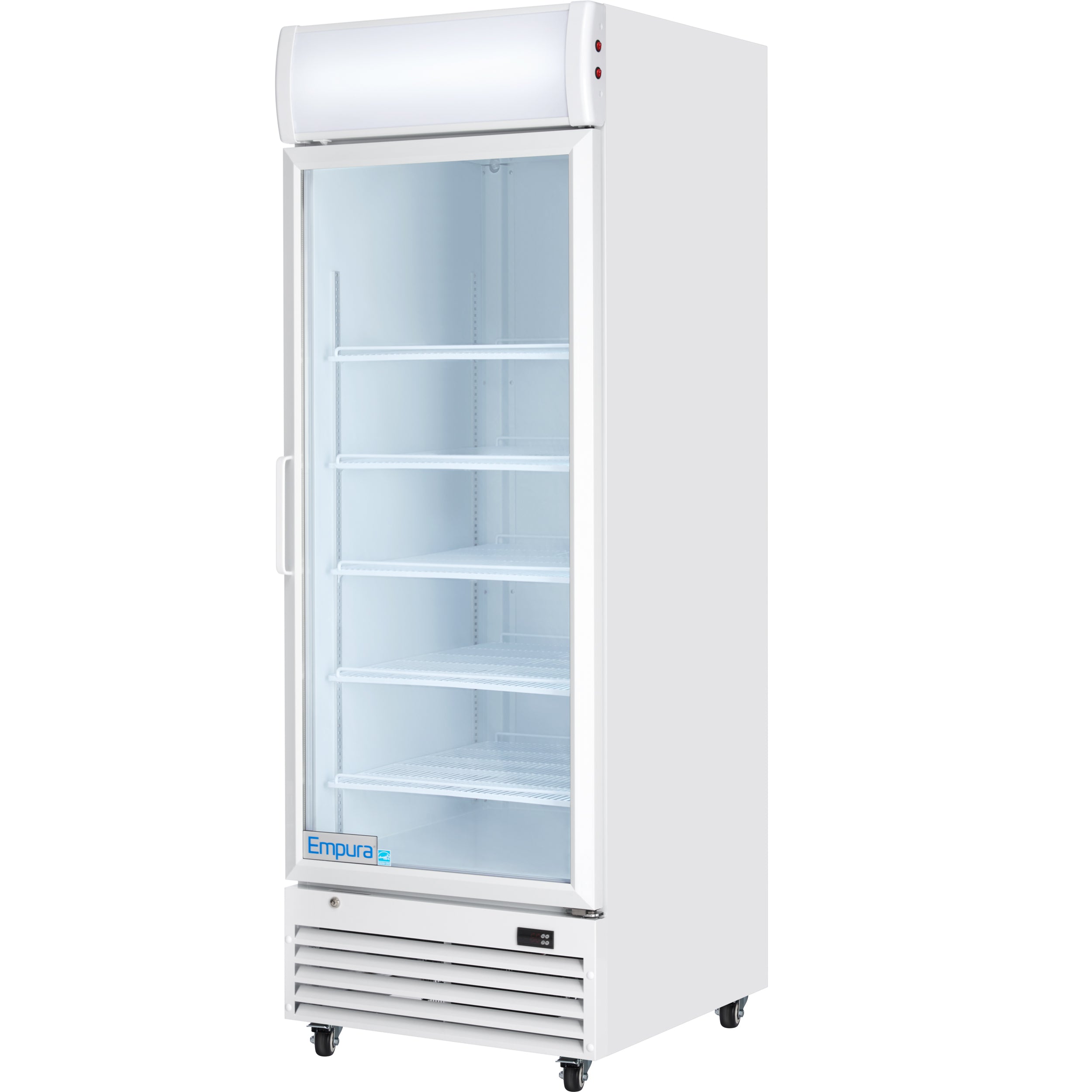 28" White Swing Commercial Glass Door Merchandiser Refrigerator - 21 cu ft