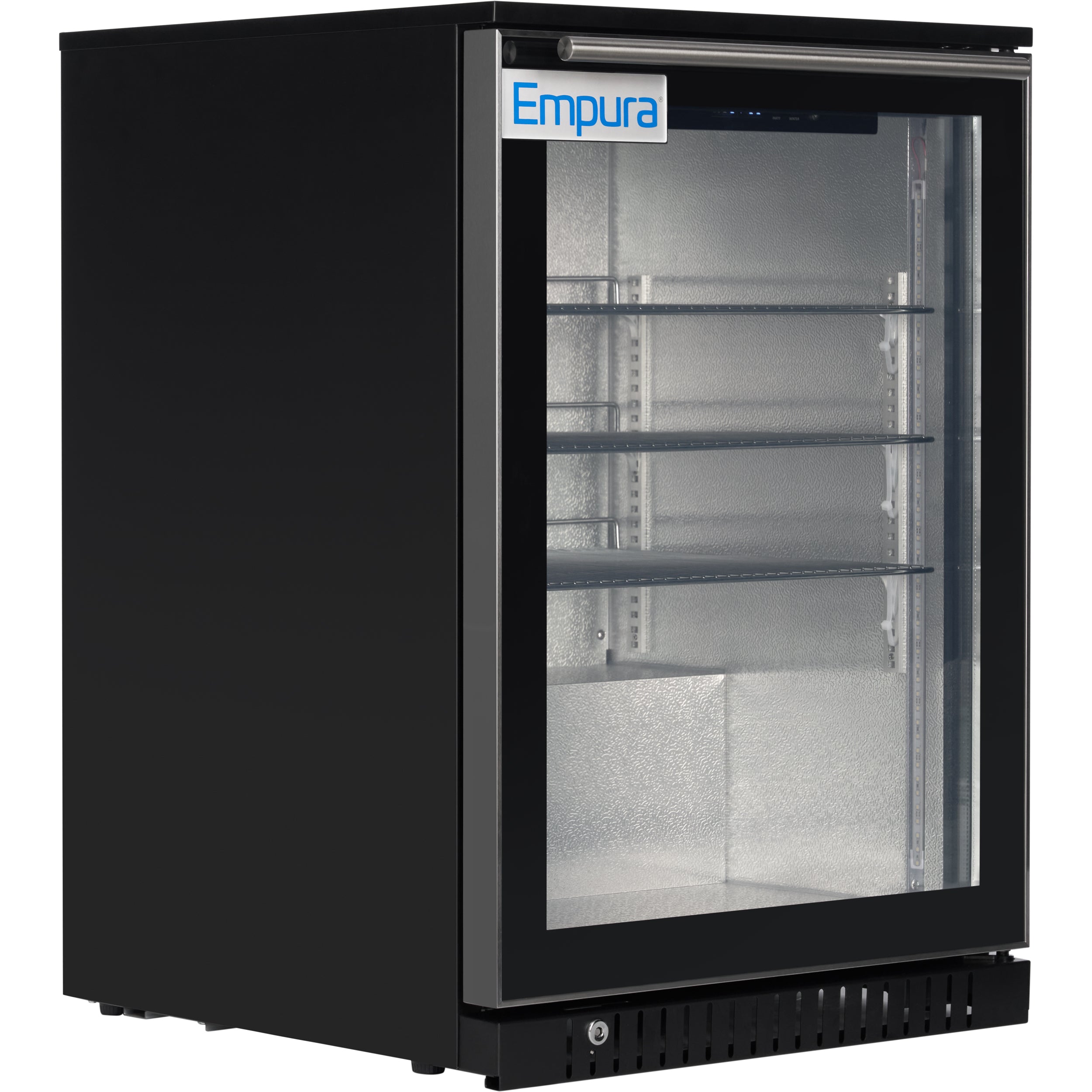24" Undercounter Black Swing Commercial Glass Door Merchandiser Refrigerator - 6 cu ft