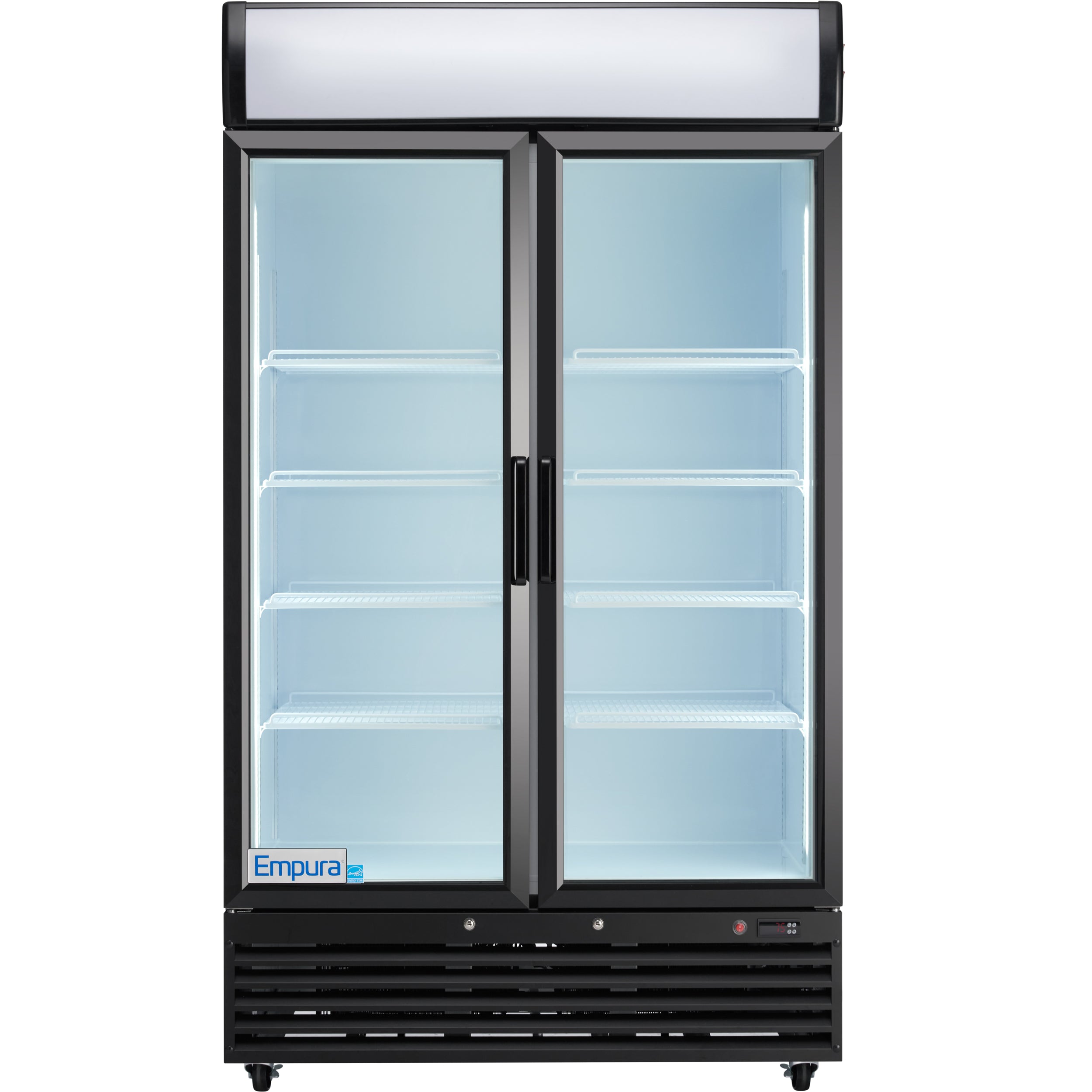 44" Black Swing Commercial Glass Door Merchandiser Refrigerator - 35 cu ft