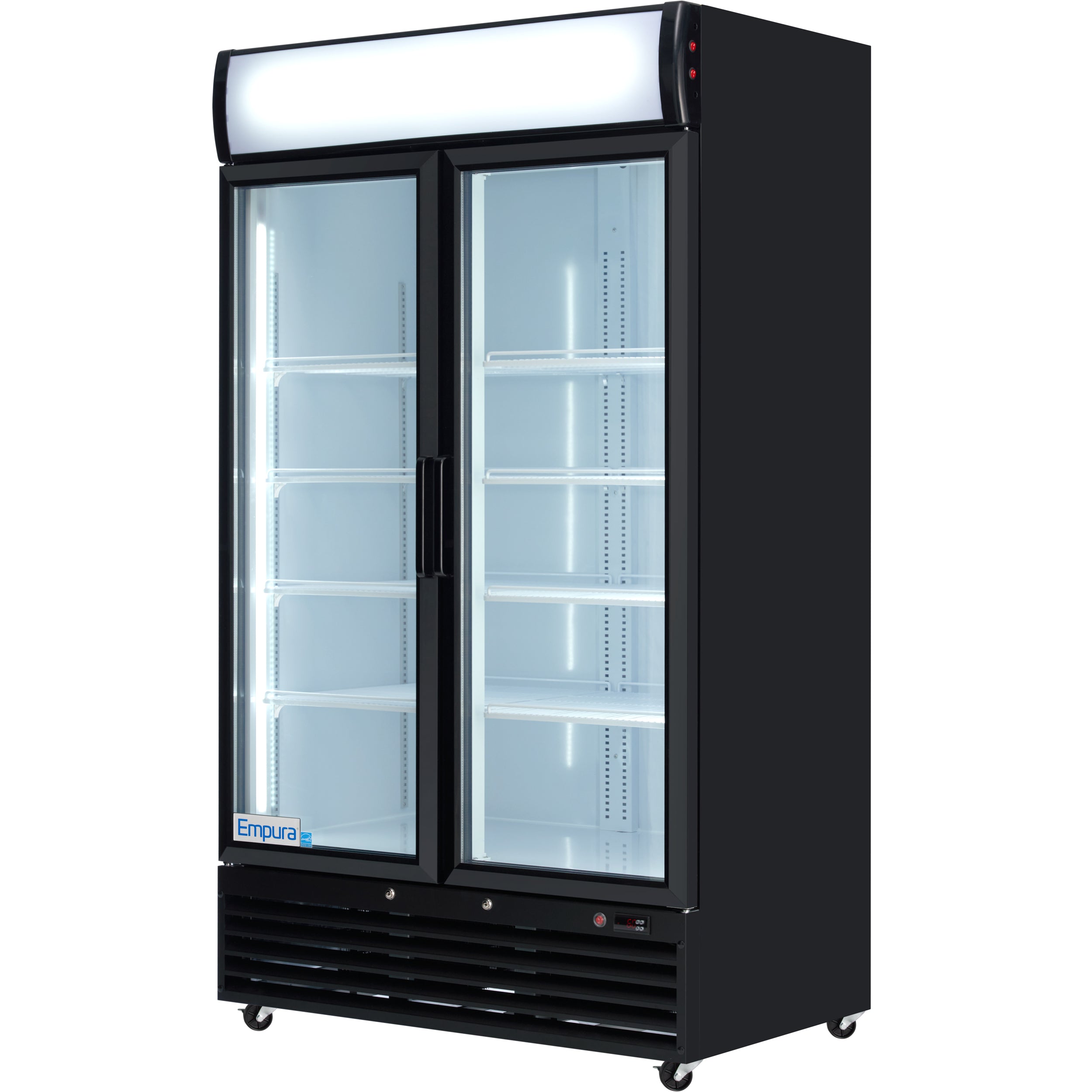 44" Black Swing Commercial Glass Door Merchandiser Refrigerator - 35 cu ft