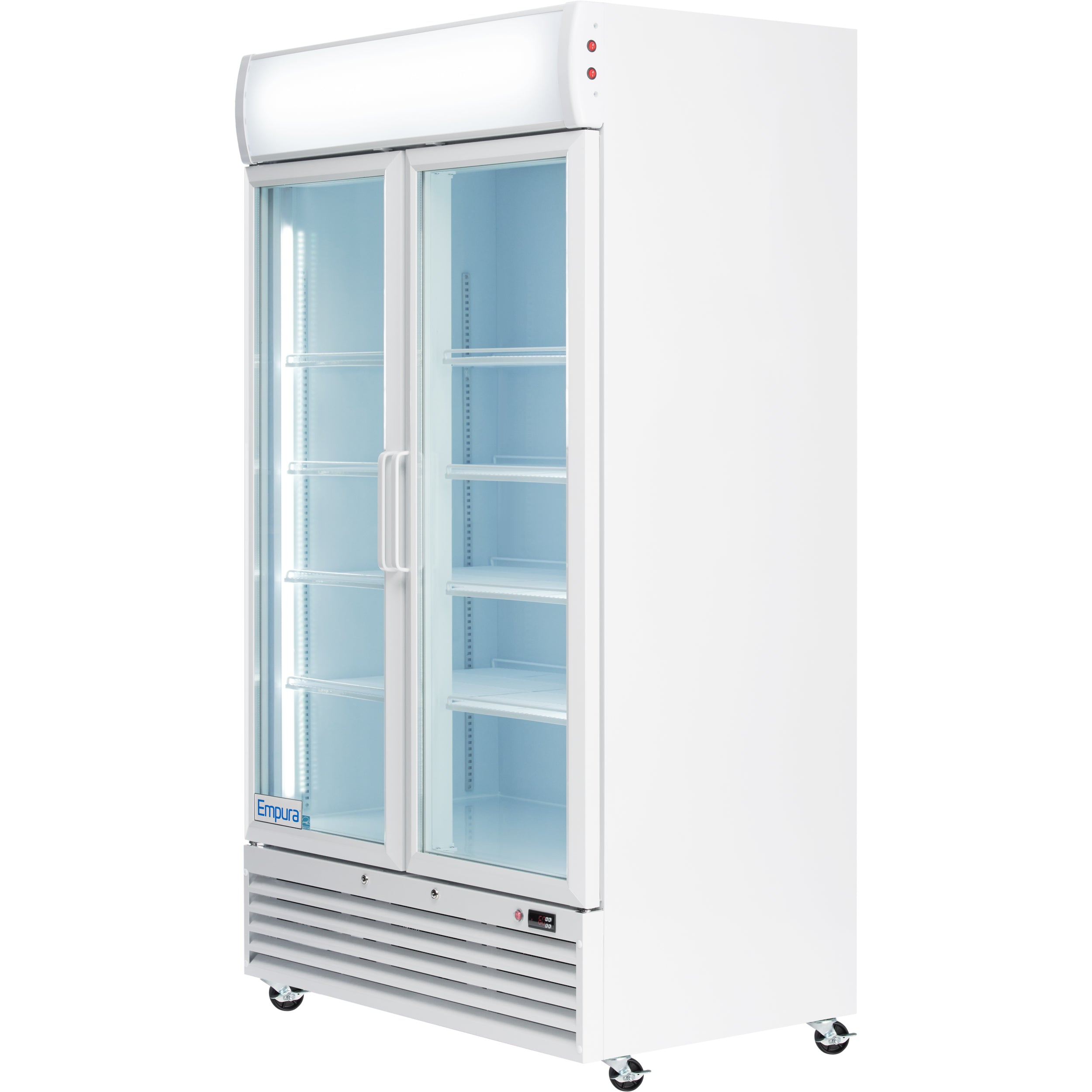 44" White Swing Commercial Glass Door Merchandiser Refrigerator - 35 cu ft