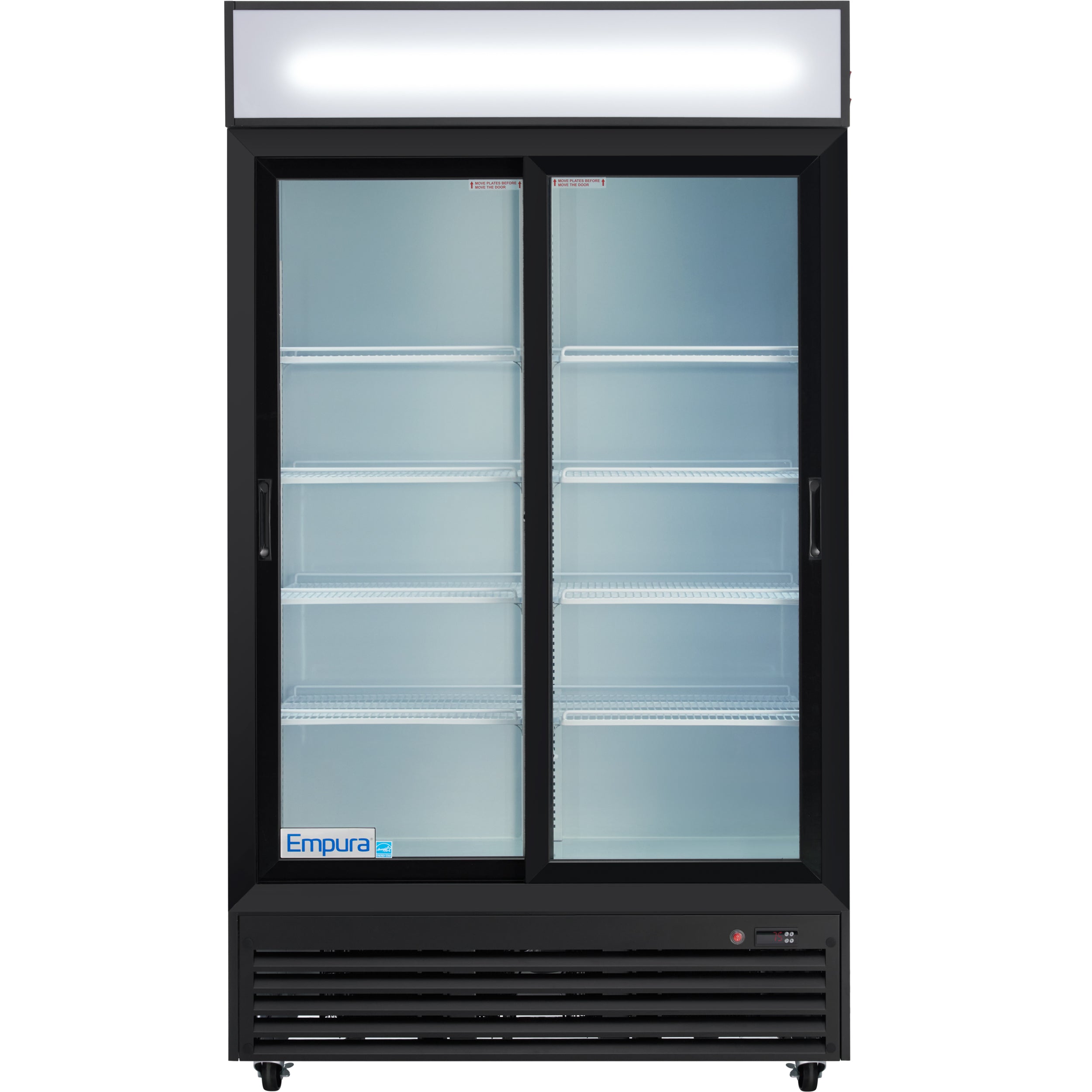 44" Black Sliding Commercial Glass Door Merchandiser Refrigerator - 35 cu ft
