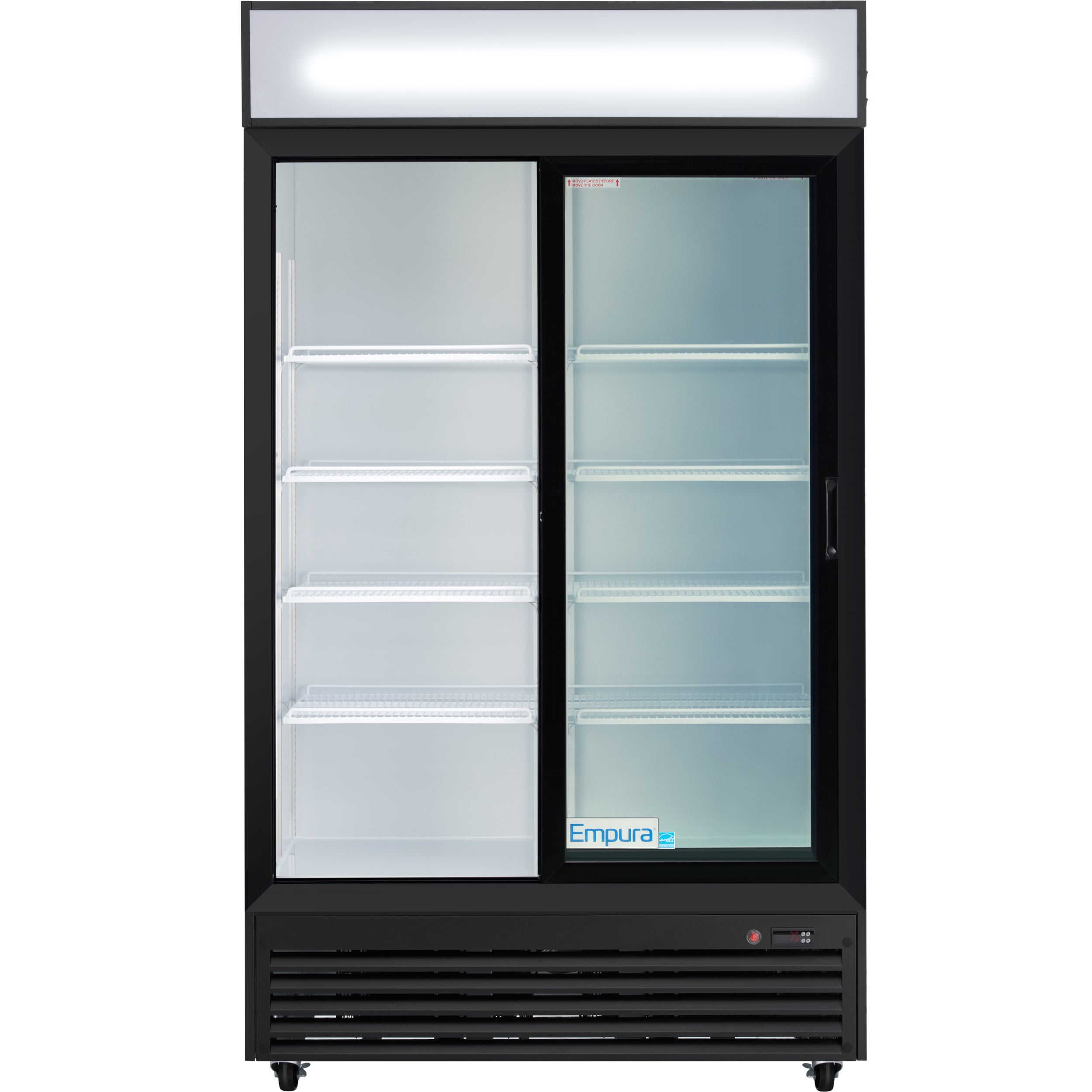 44" Black Sliding Commercial Glass Door Merchandiser Refrigerator - 35 cu ft