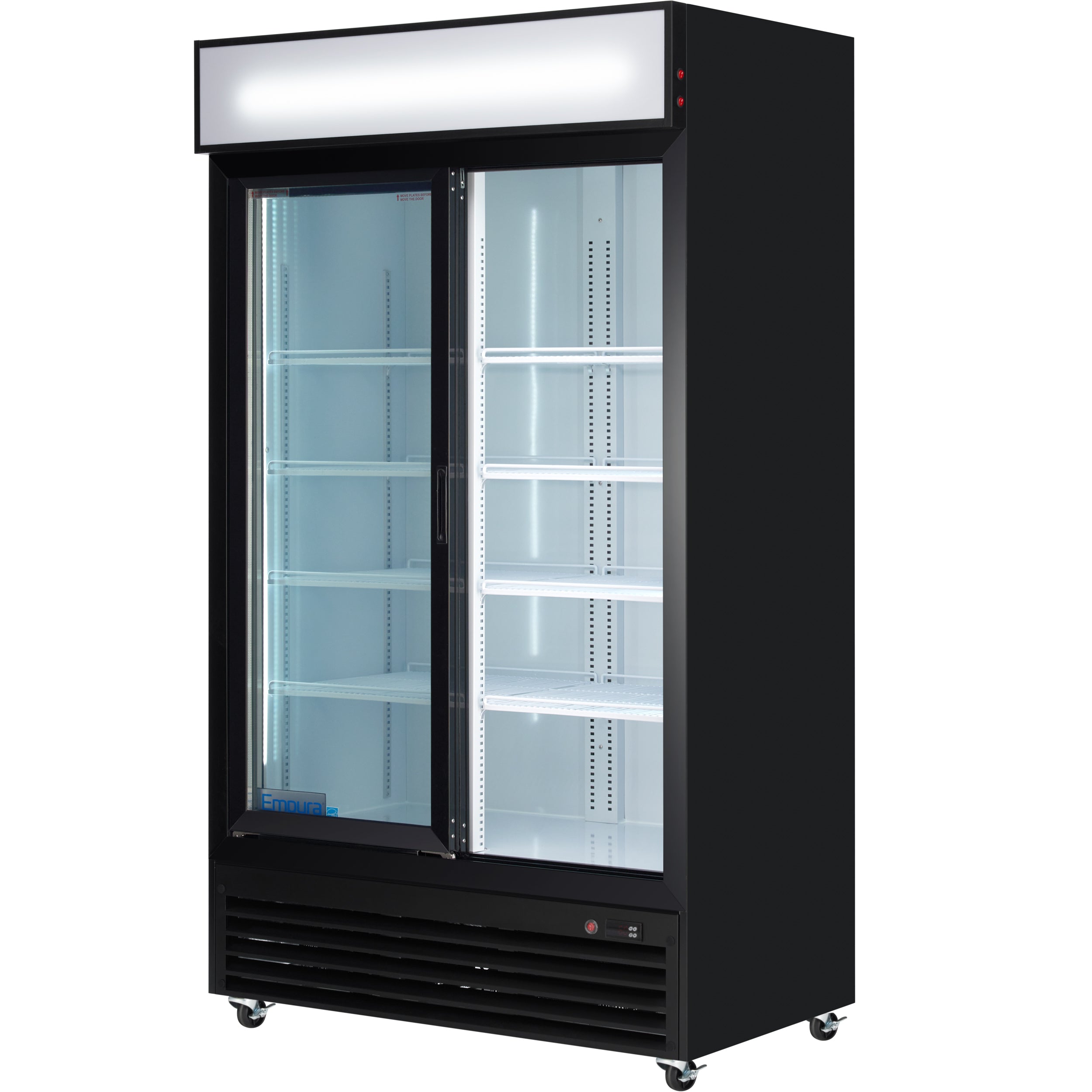 44" Black Sliding Commercial Glass Door Merchandiser Refrigerator - 35 cu ft