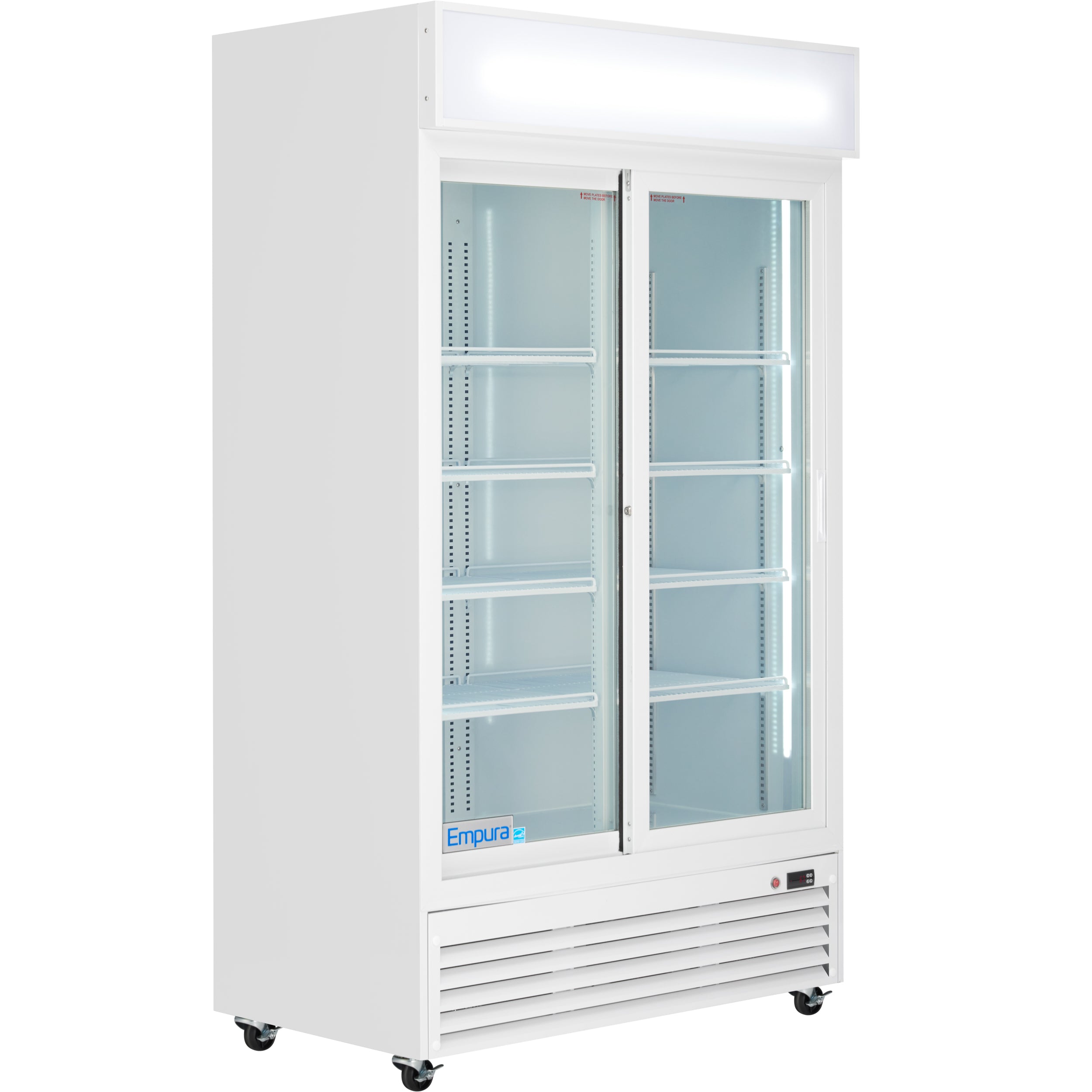 44" White Sliding Commercial Glass Door Merchandiser Refrigerator - 35 cu ft