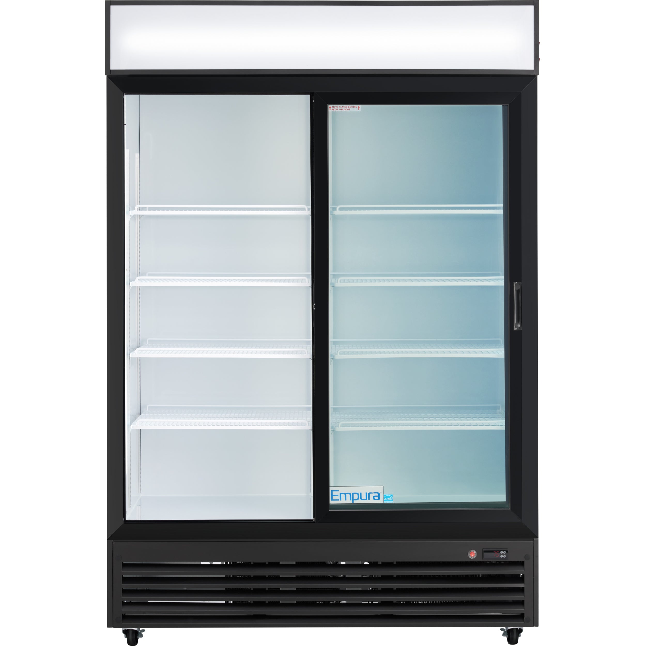 52" Black Sliding Commercial Glass Door Merchandiser Refrigerator - 42 cu ft