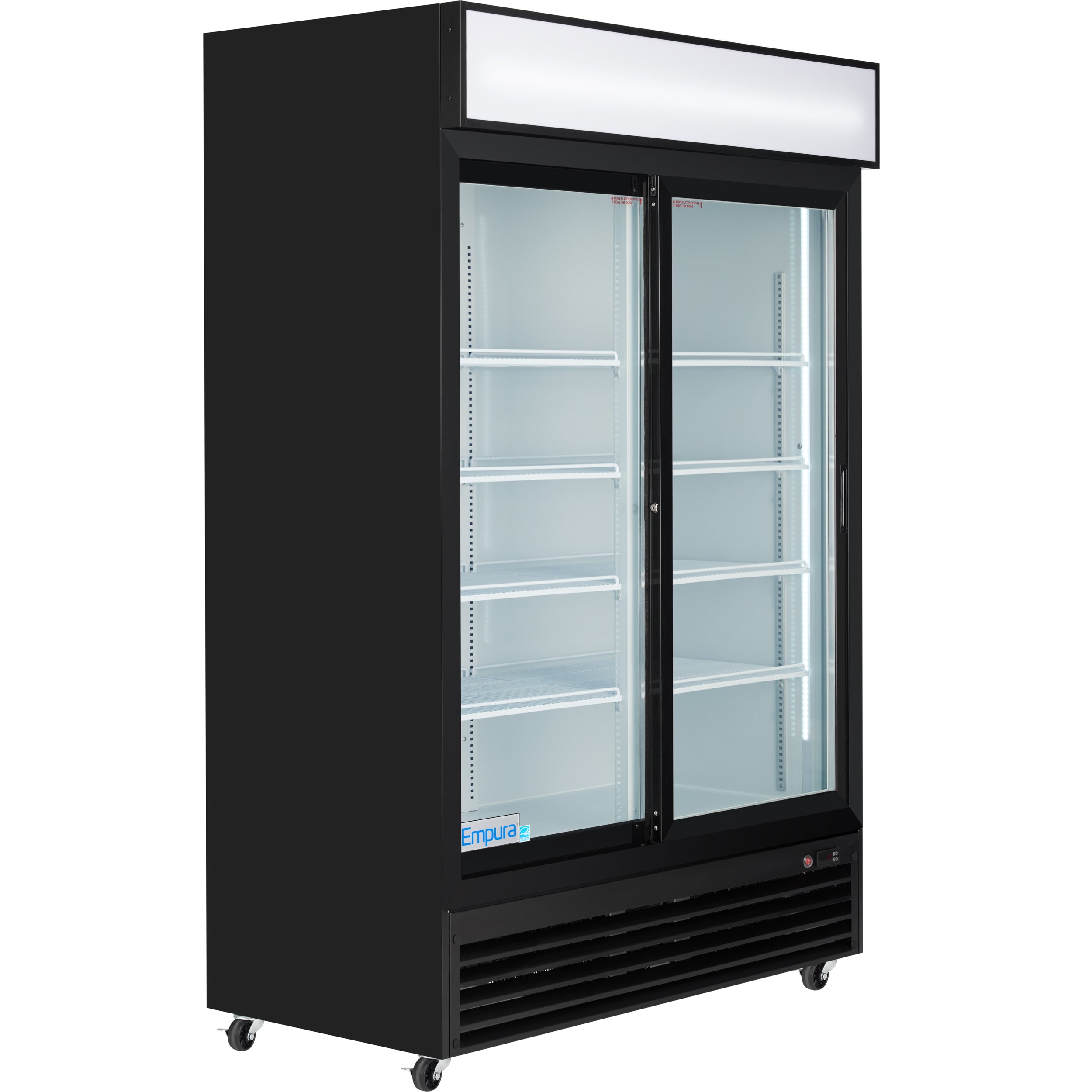 52" Black Sliding Commercial Glass Door Merchandiser Refrigerator - 42 cu ft