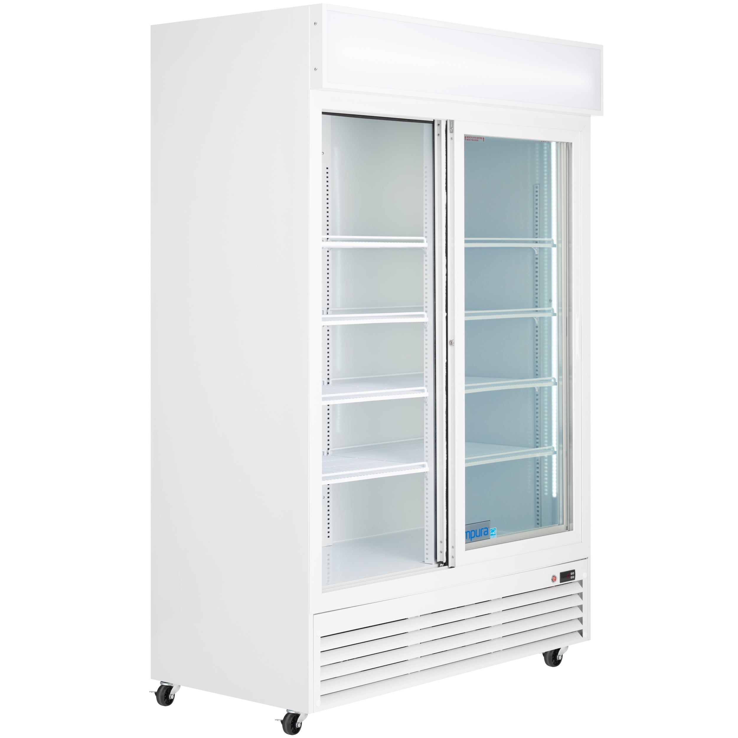 52" White Sliding Commercial Glass Door Merchandiser Refrigerator - 42 cu ft