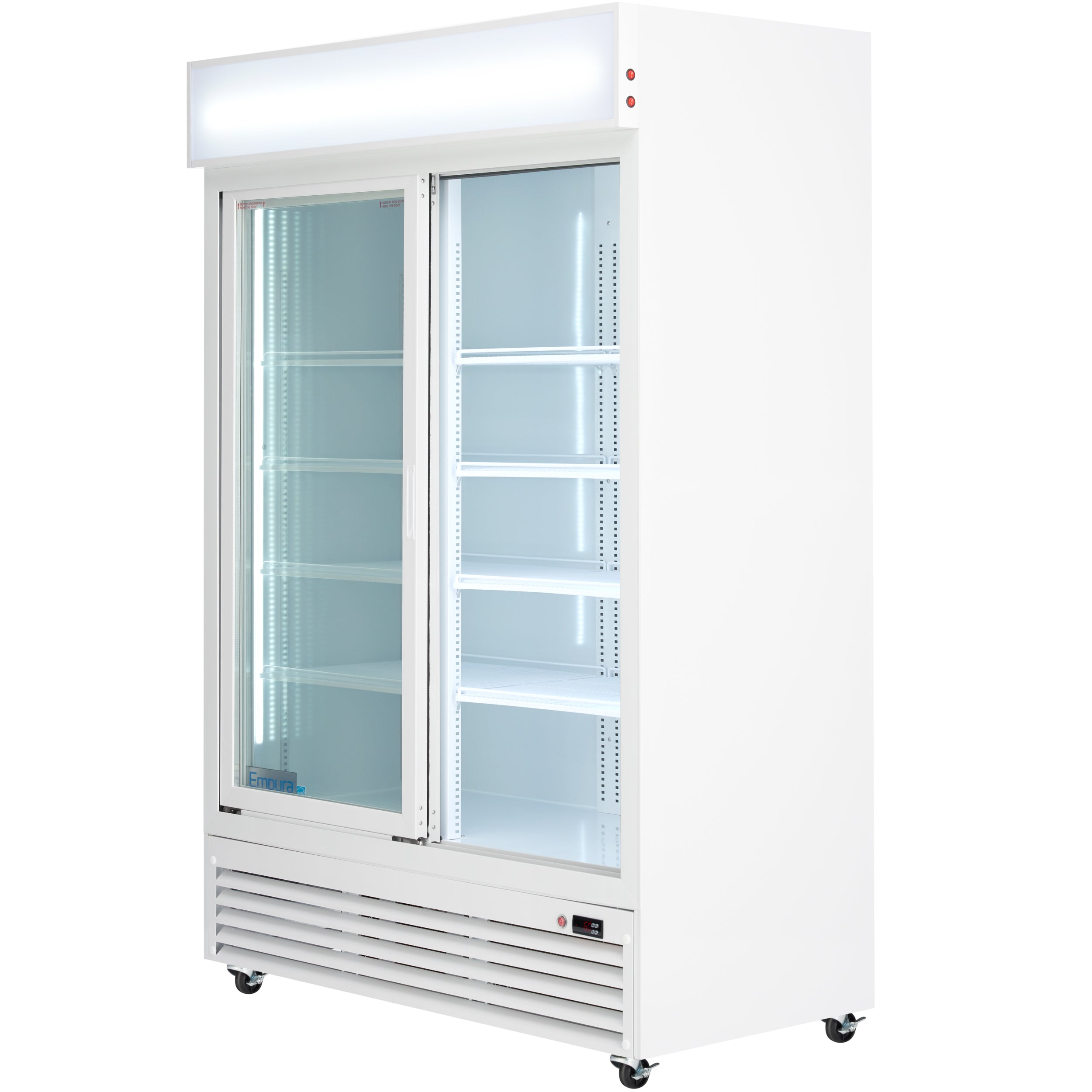 52" White Sliding Commercial Glass Door Merchandiser Refrigerator - 42 cu ft
