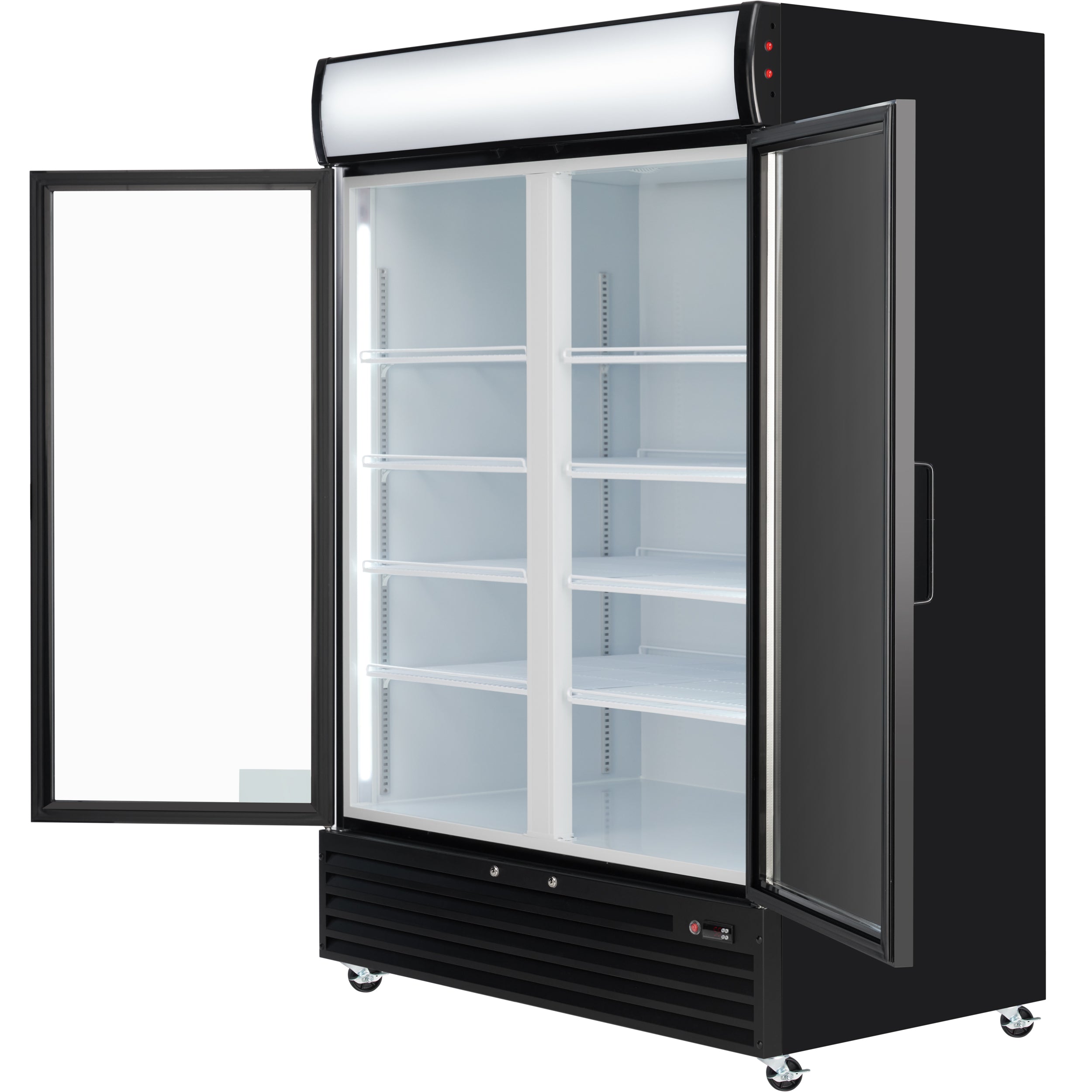 52" Black Swing Commercial Glass Door Merchandiser Refrigerator - 48 cu ft