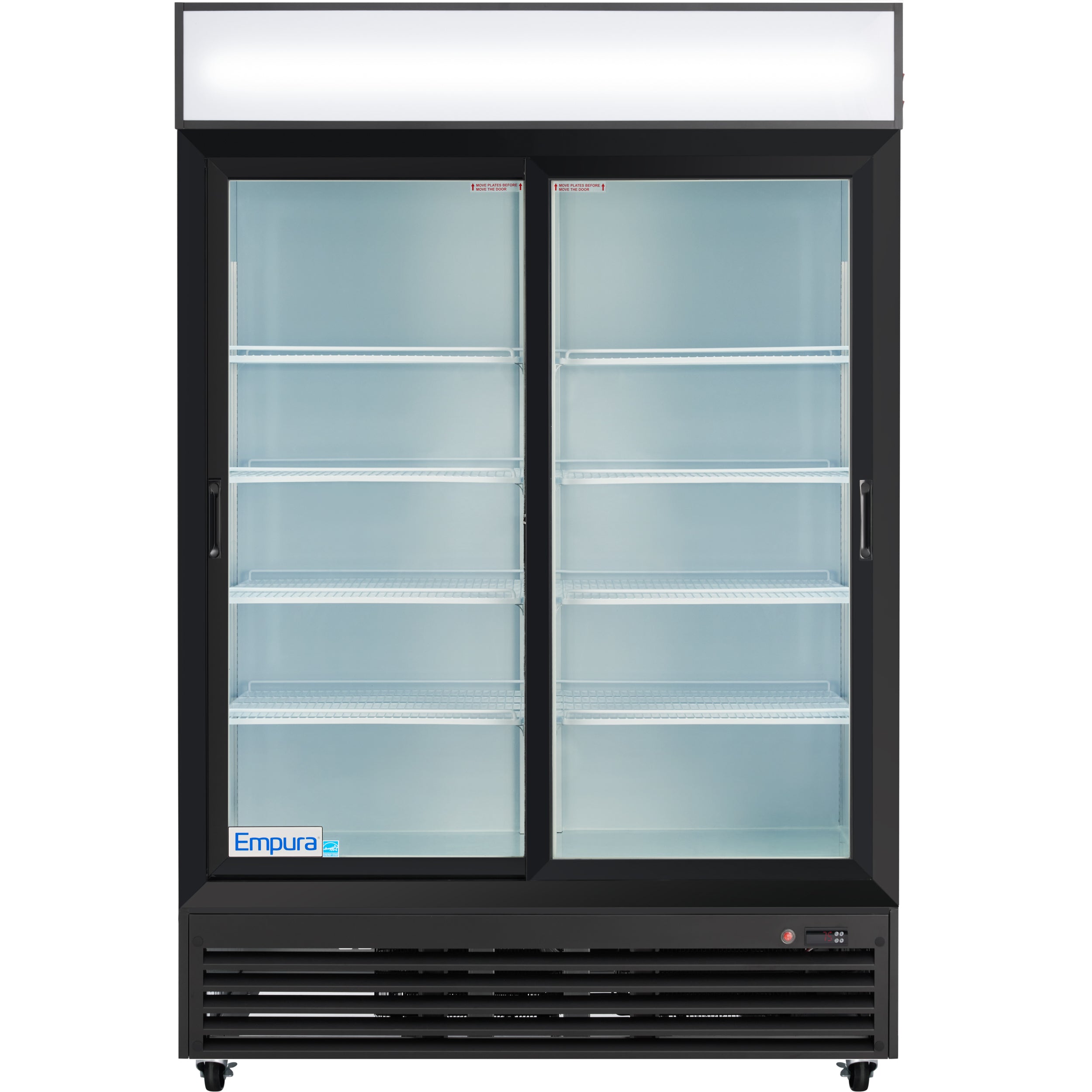 52" Black Sliding Commercial Glass Door Merchandiser Refrigerator - 48 cu ft