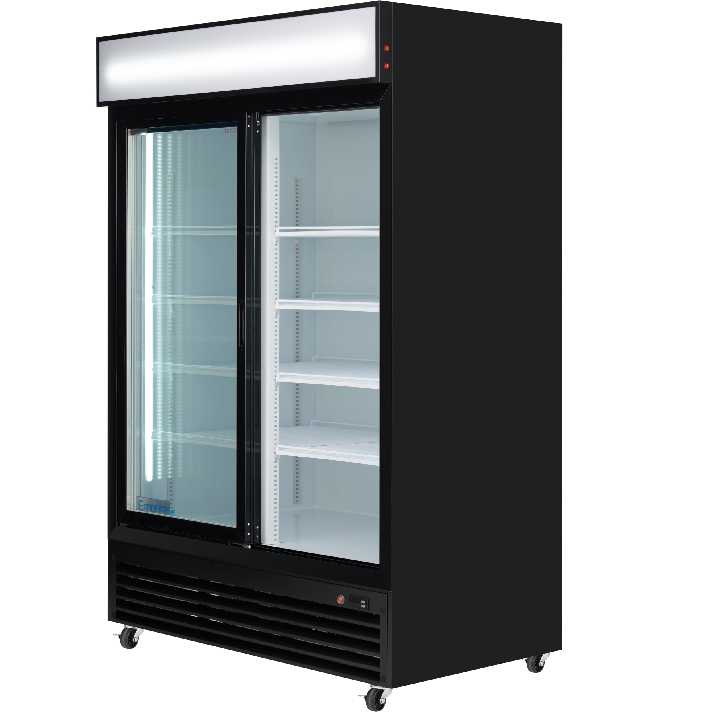 52" Black Sliding Commercial Glass Door Merchandiser Refrigerator - 48 cu ft